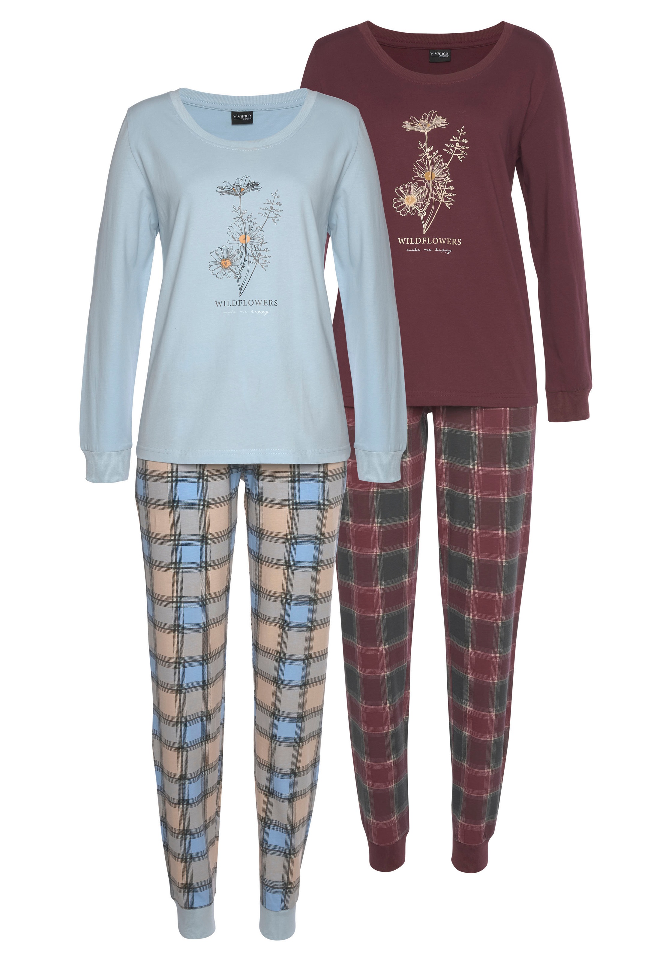 Vivance Dreams Pyjama, (4 tlg., 2 Stück), mit Frontdruck günstig online kaufen