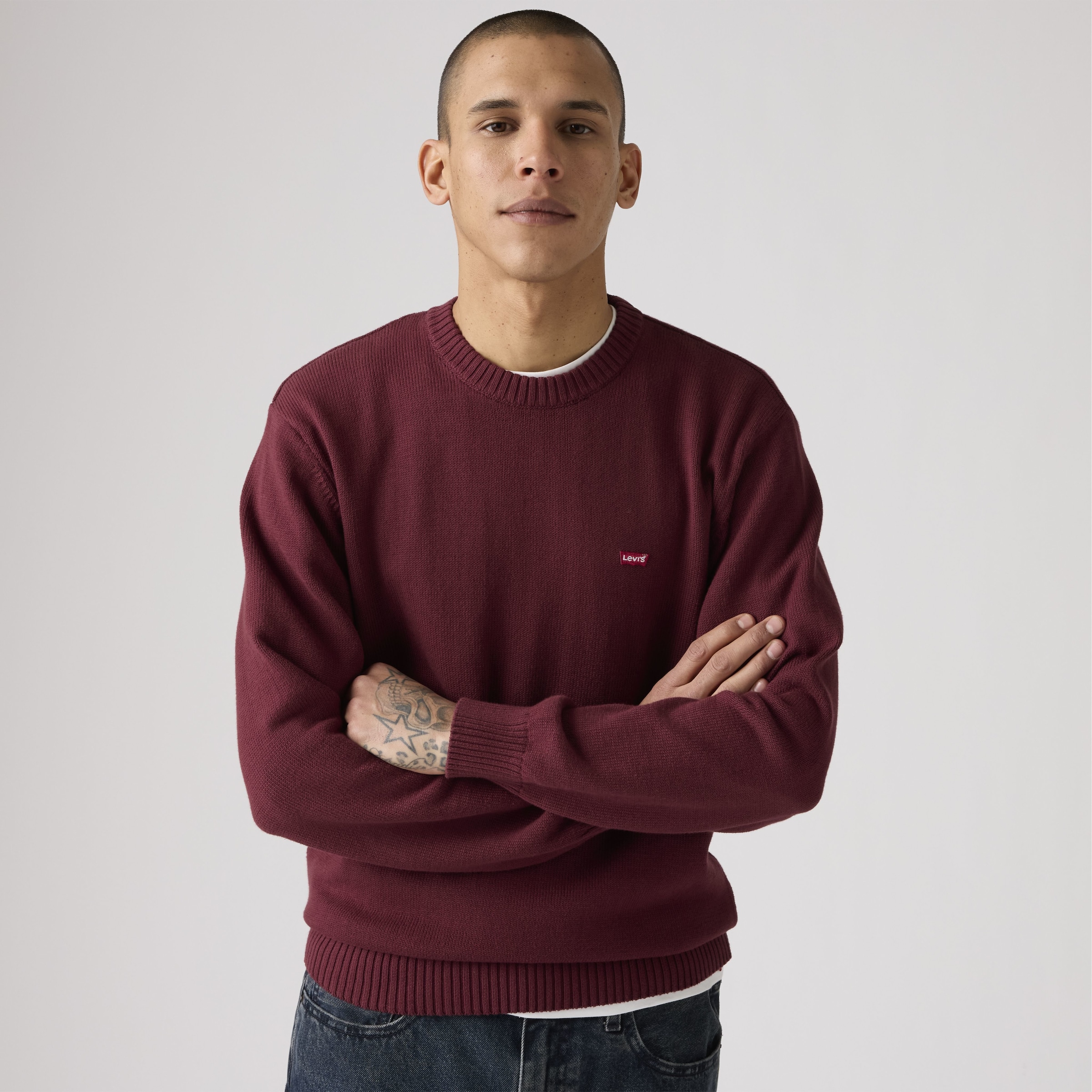 Levis 1100000002199 "CLASSIC HM SWEATER" mit Logostickerei und aus reiner Baumwolle