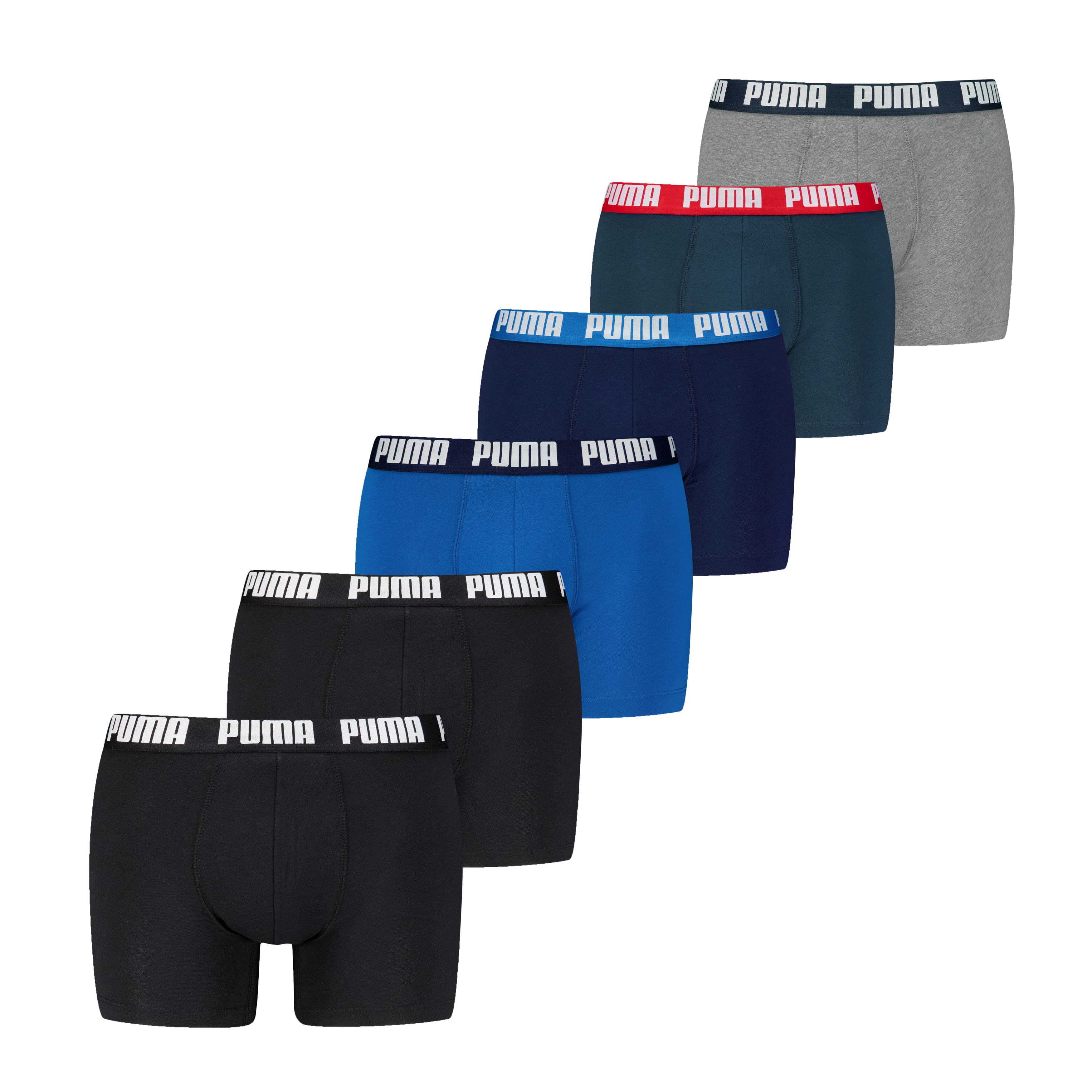 PUMA Boxershorts "PUMA MEN EVERYDAY BOXER" 6er Pack, Elastischer Logobund, Stretchmaterial, ohne Eingriff