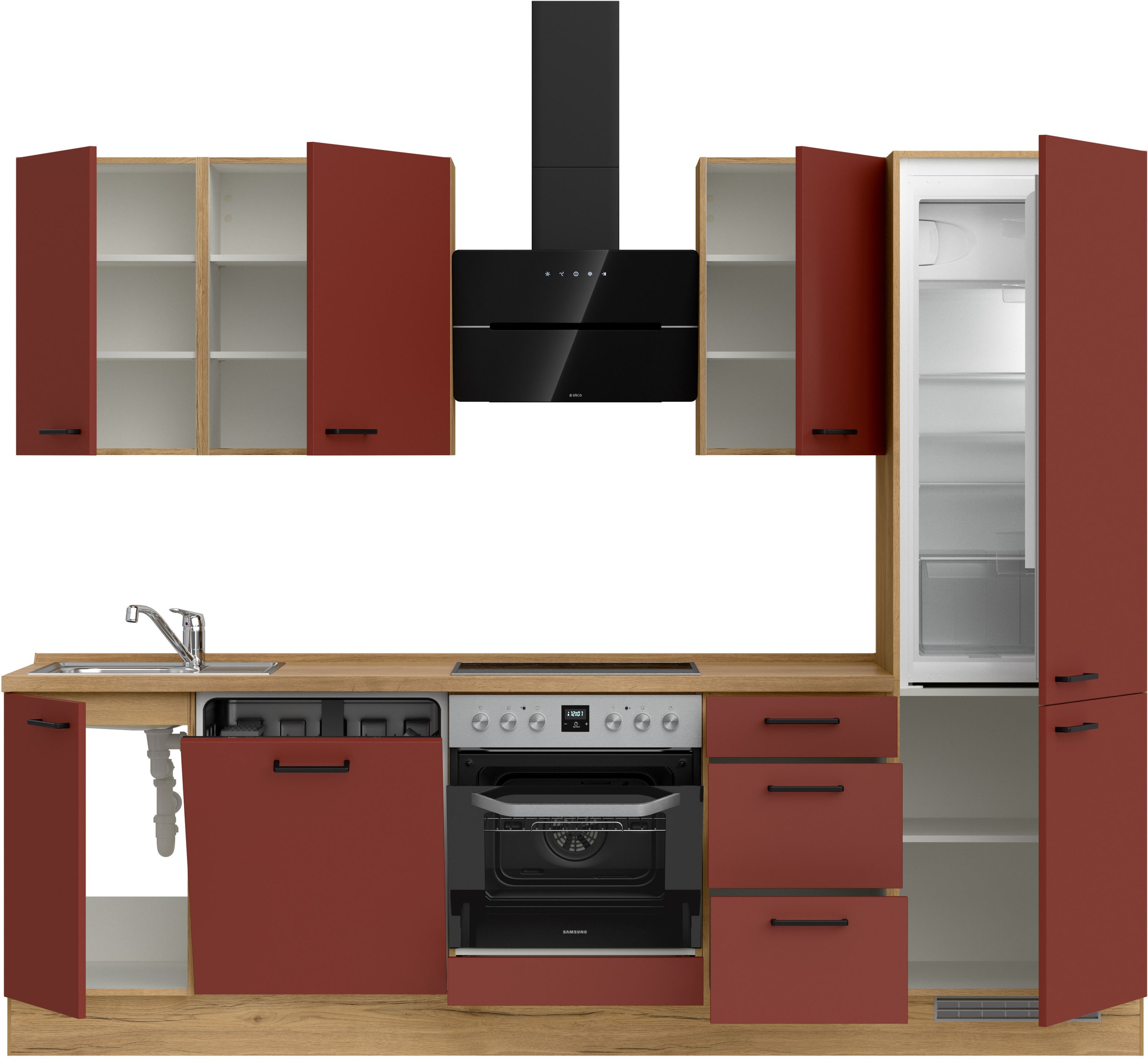 nobilia® Küchenzeile »"Easytouch II"«, vormontiert, Ausrichtung wählbar, Breite 270 cm, wahlw. mit E-Geräten