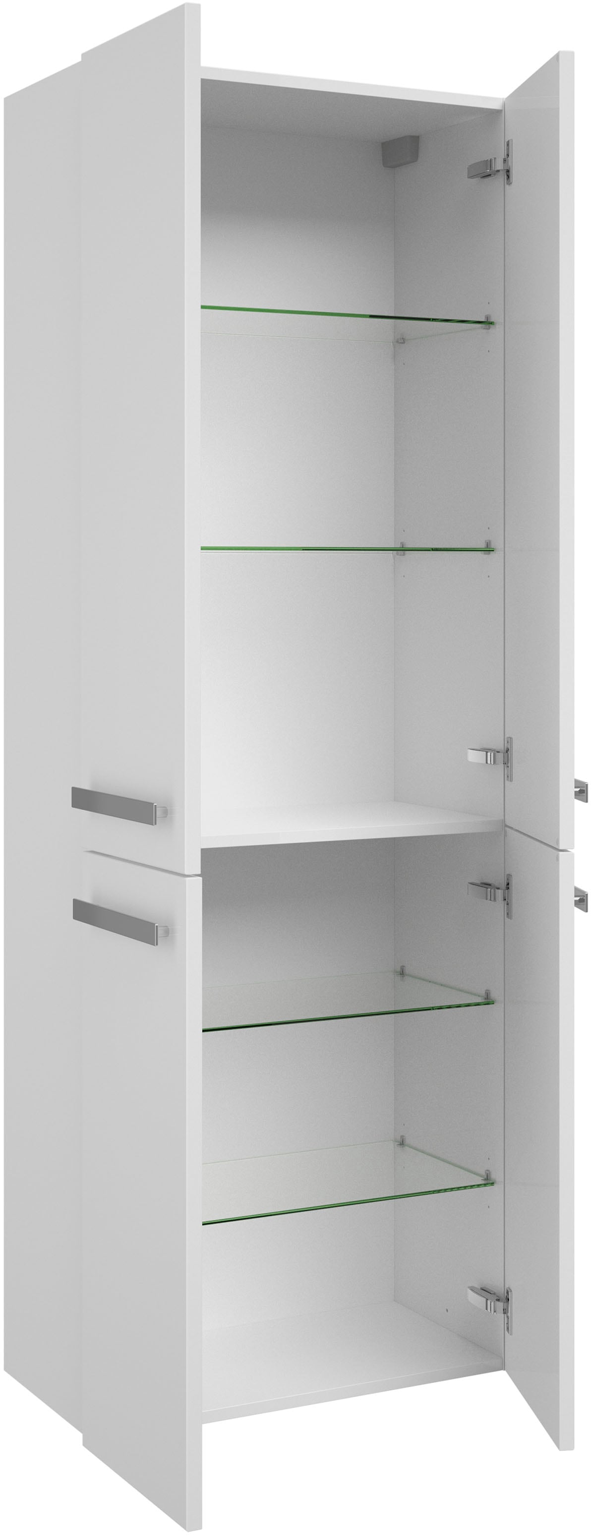 Saphir Hochschrank »Serie 4005 Badschrank 60 cm breit, mit 4 Türen, 4 Glas-Einlegeböden«, Badezimmer-Hochschrank inkl. Türdämpfer, 168 cm hoch, 33 cm tief