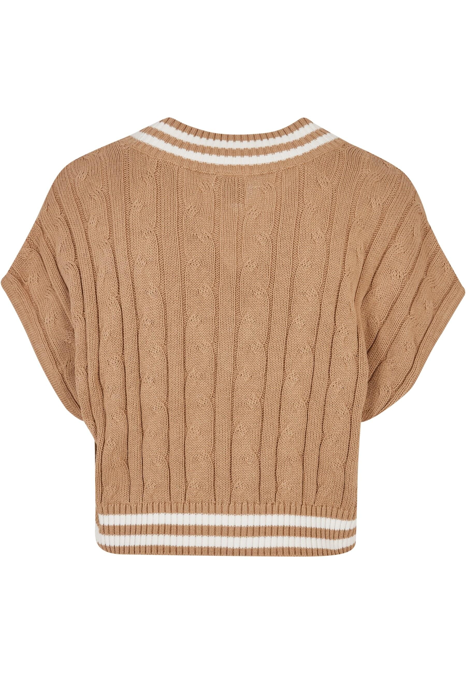 URBAN CLASSICS Rundhalspullover »Urban Classics Damen Ladies Cropped Knit College Slipover«, (1 tlg.)