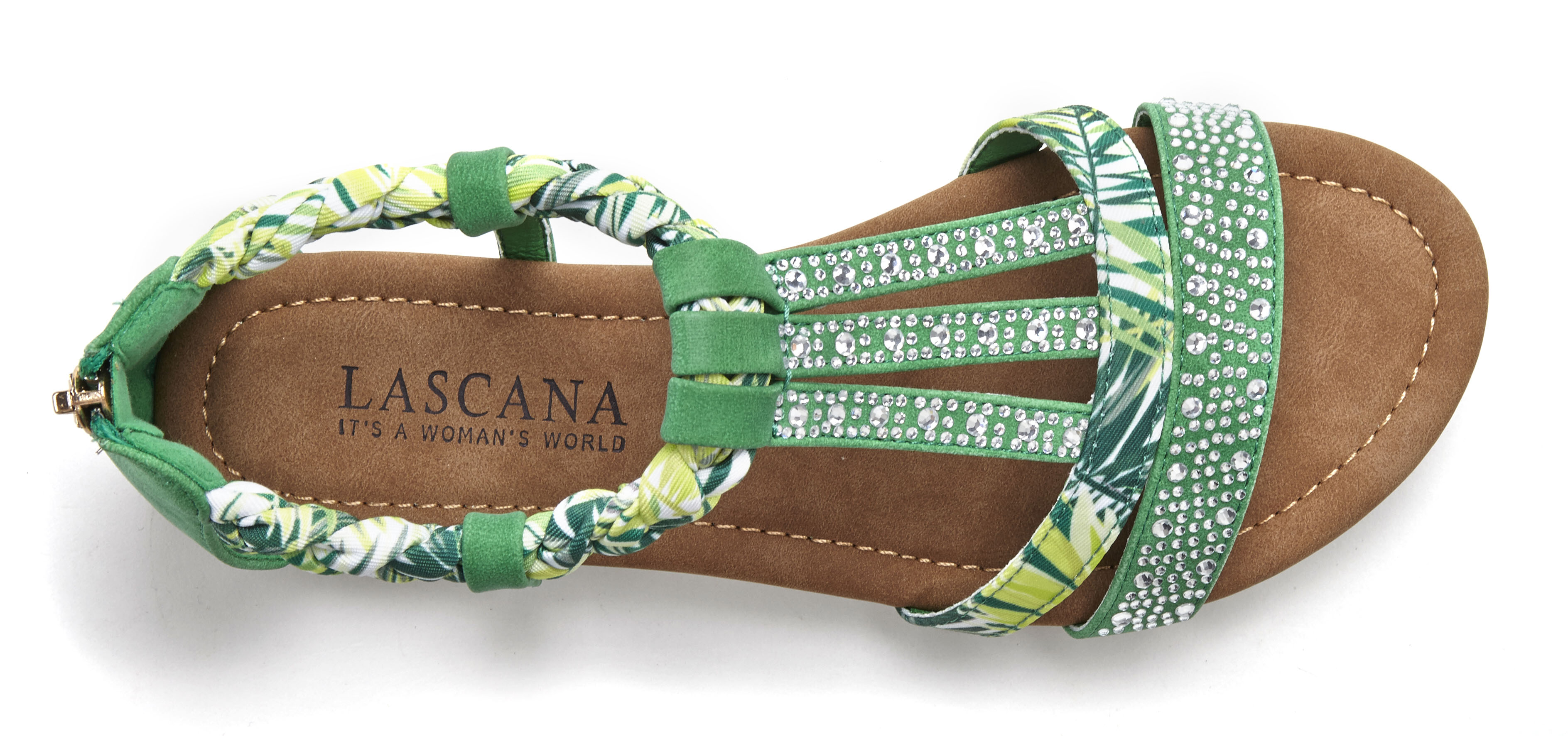 Thumbnail - LASCANA Sandale "Sommerschuh, Sandalette,", mit Verzierung und kleinem Keilabsatz im Festival-Look VEGAN