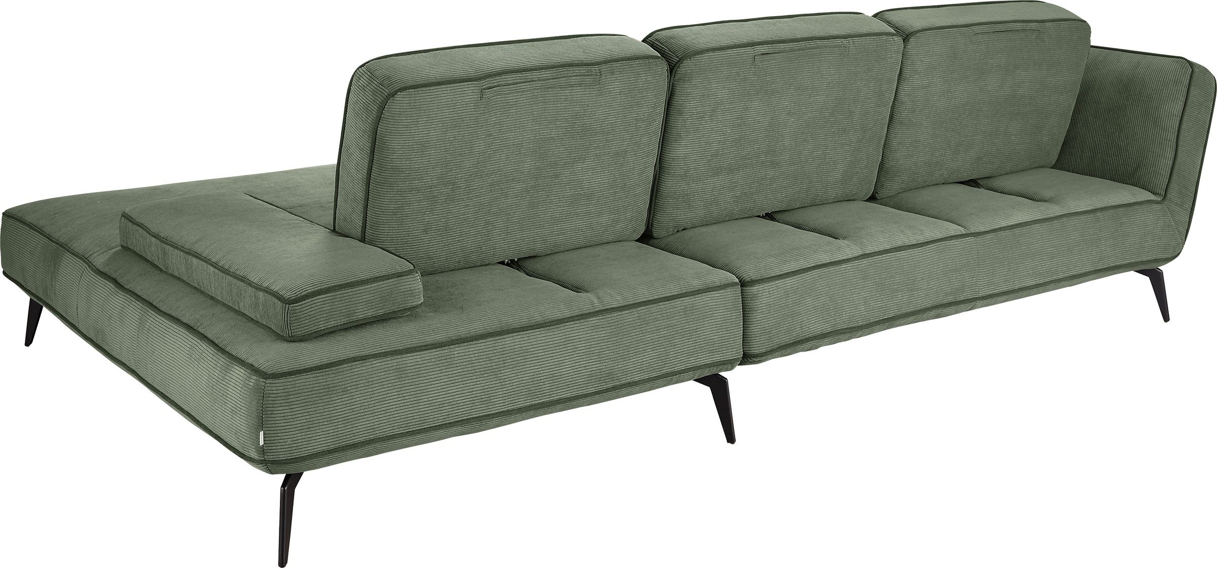 set one by Musterring Ecksofa »SO 4500, Füße schwarz matt, inkl Schwenkrückenfunktion, Cord, L-Form«, wahlweise mit Kopfstütze/Armteilverstellung/Rückenneigung