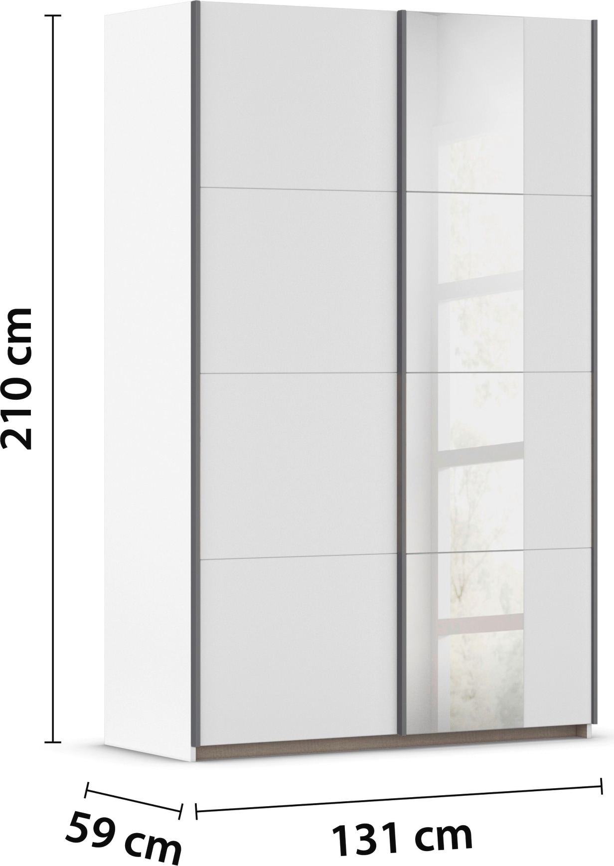 rauch Schwebetürenschrank »Kleiderschrank Schrank Garderobe Schlafzimmerschrank OXFORD«, (in 3 verschiedenen Ausstattungen BASIC/CLASSIC/PREMIUM), mit Griffleisten aus Metall, auch für kleinere Räume MADE IN GERMANY