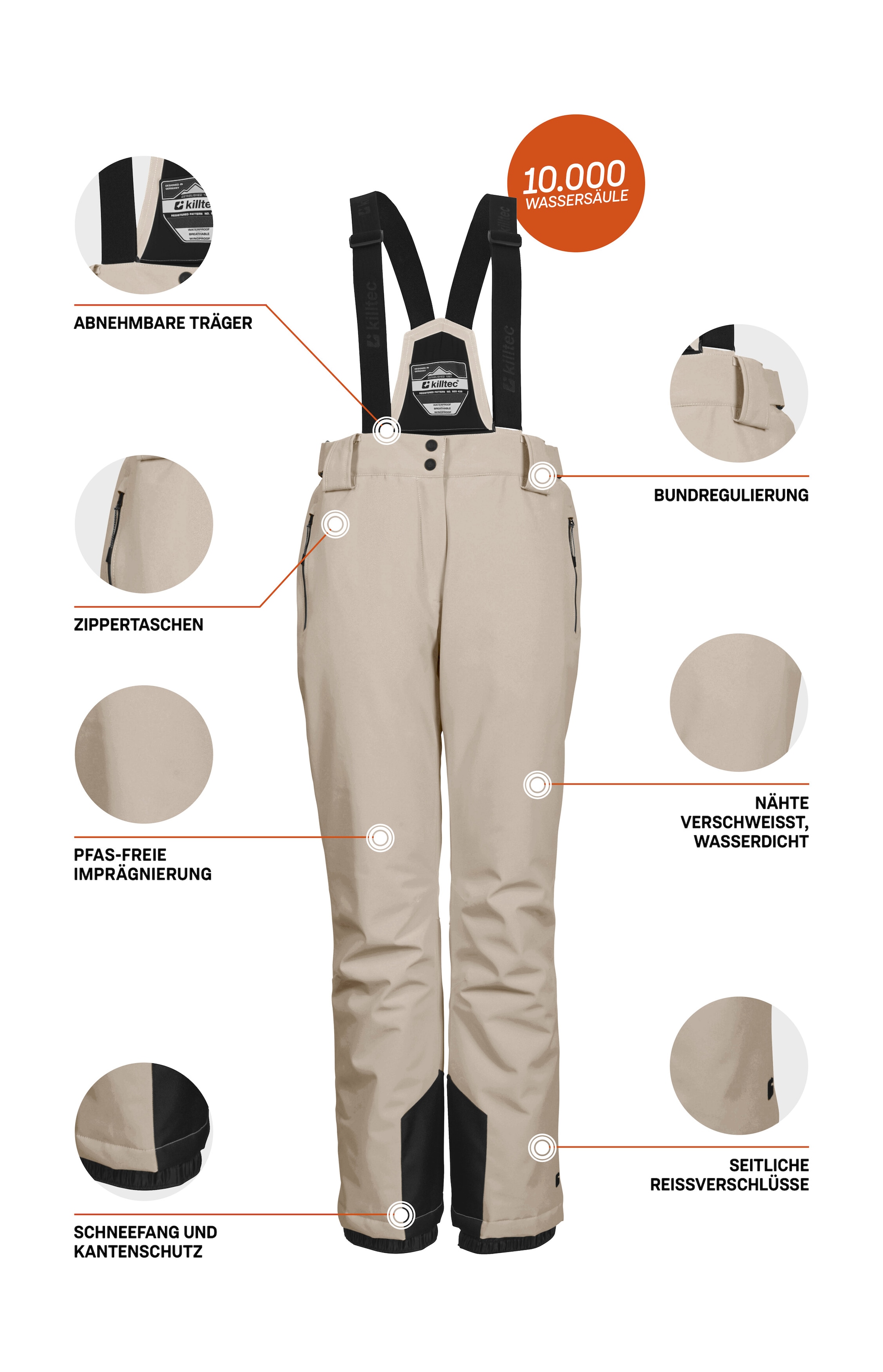 Killtec Skihose »KSW 249 WMN SKI PNTS_ERIELLE«, Wind- und wasserdicht, verstellbare Träger, PFAs-frei imprägniert
