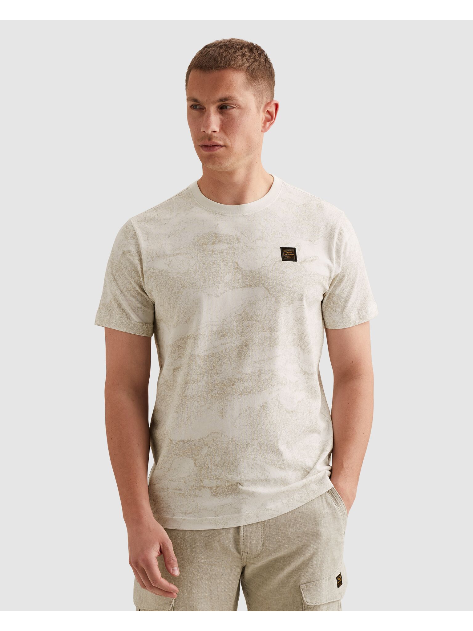 PME LEGEND T-Shirt "Short sleeve r-neck single jersey aop" mit Logo Stickerei