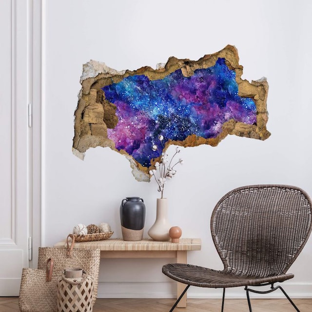 BAUR Wall-Art Sticker | »Nebula 3D St.) bestellen Weltall Wandtattoo Sterne«, (1