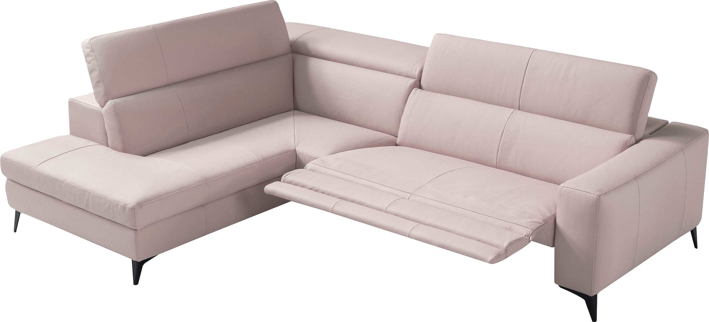 Egoitaliano Ecksofa "Edith, Designsofa mit hohem Sitzkomfort, Breite 269cm, L-Form" inkl. elektrischer Relaxfunktion und manuell verstellbaren Kopfteilen
