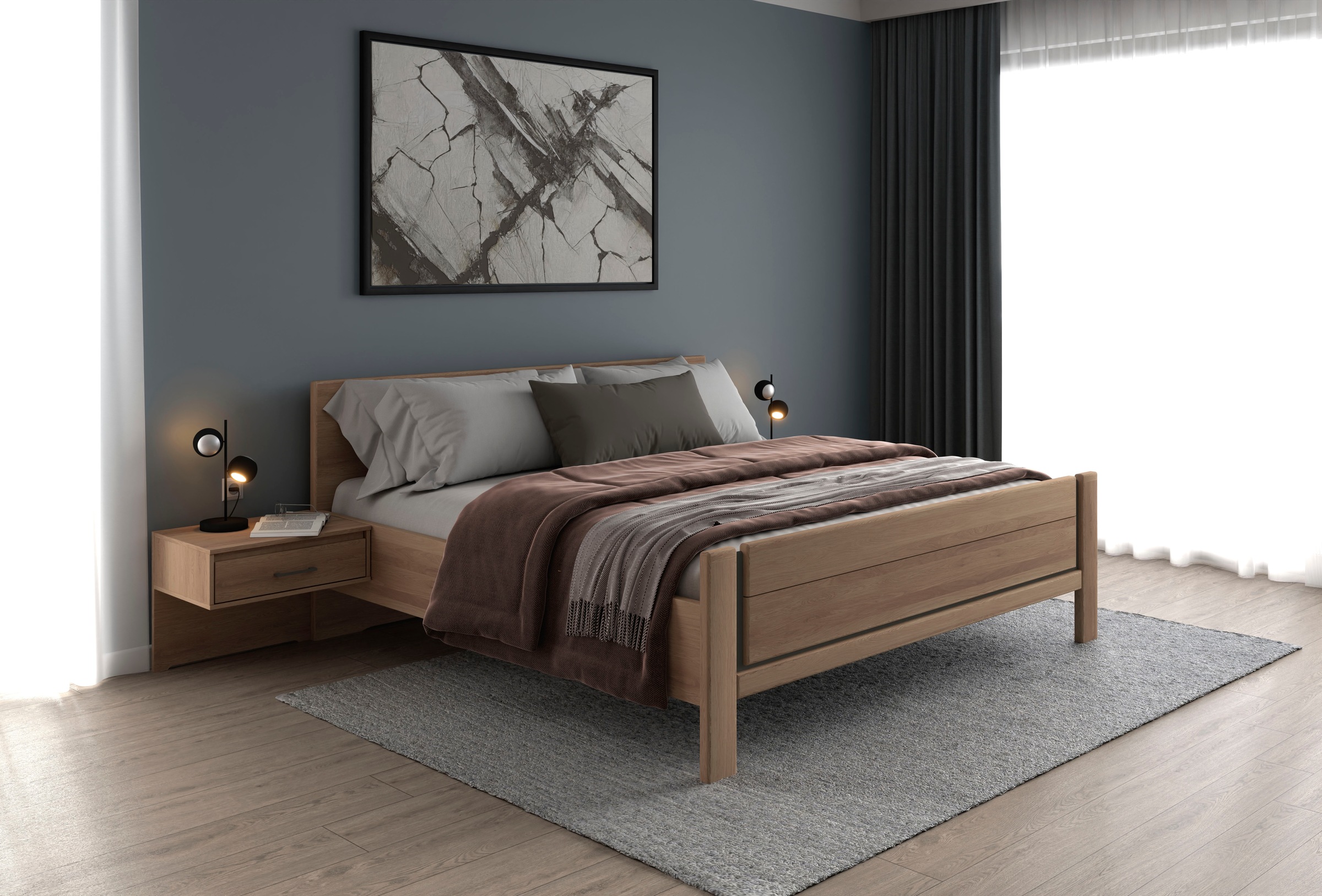 Musterring Holzbett "Sorrent, Bettgestell, Bettrahmen, teilmassiv Eiche", ( günstig online kaufen