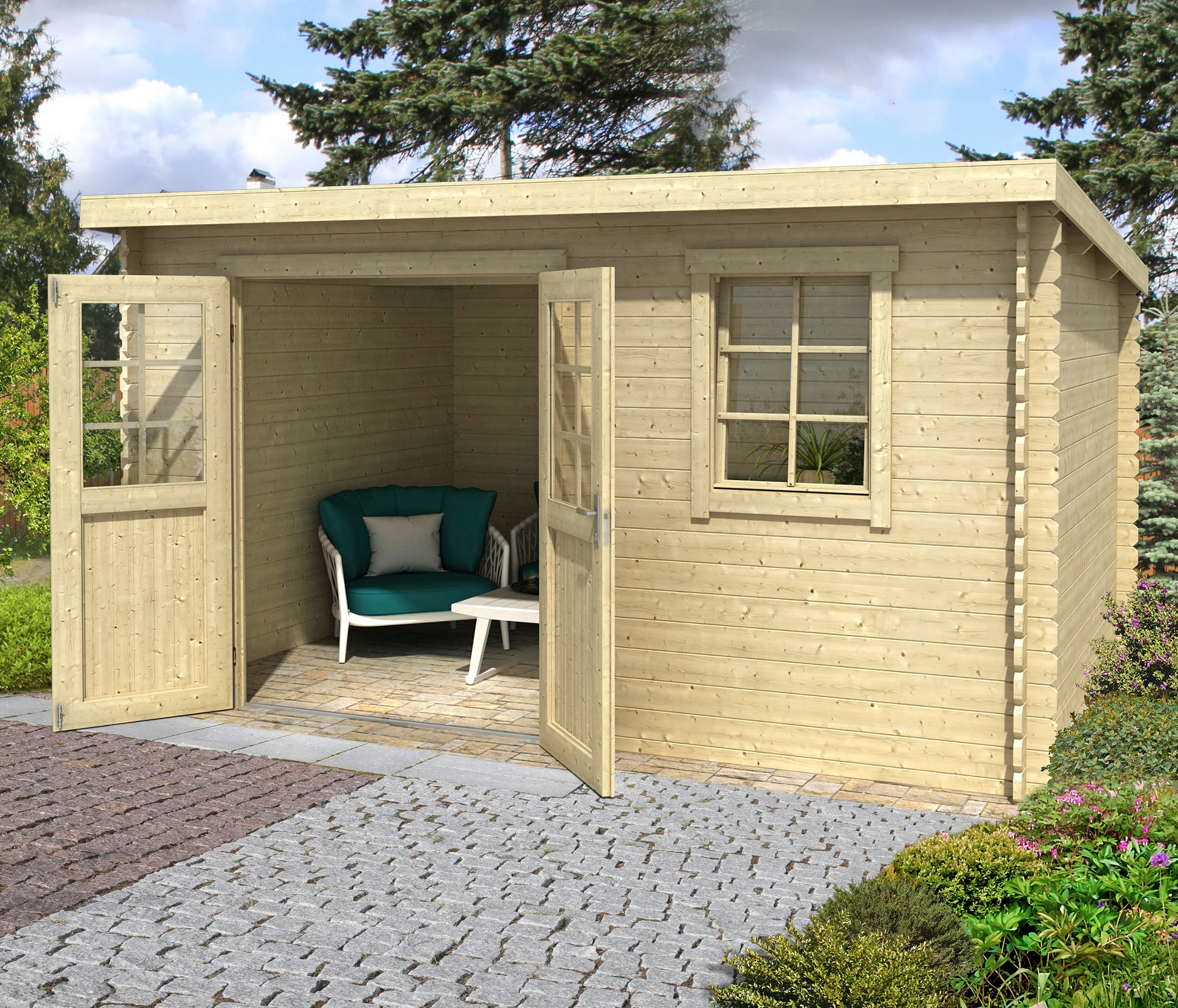 LASITA MAJA Gartenhaus "Amira 230" Blockbohlenhaus 28mm