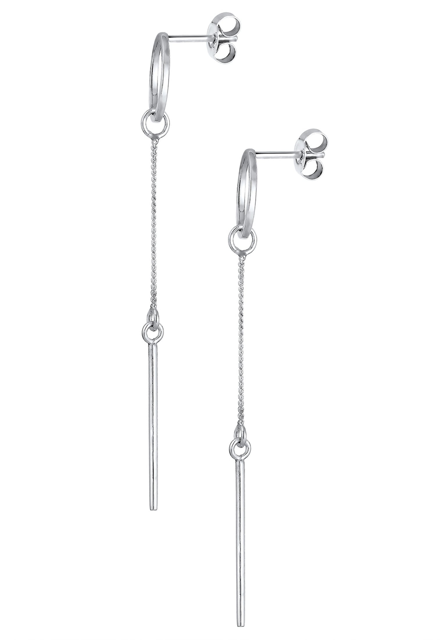 Elli Paar Ohrhänger »Ohrstecker Lang Stab Kreis 925 Sterling Silber«