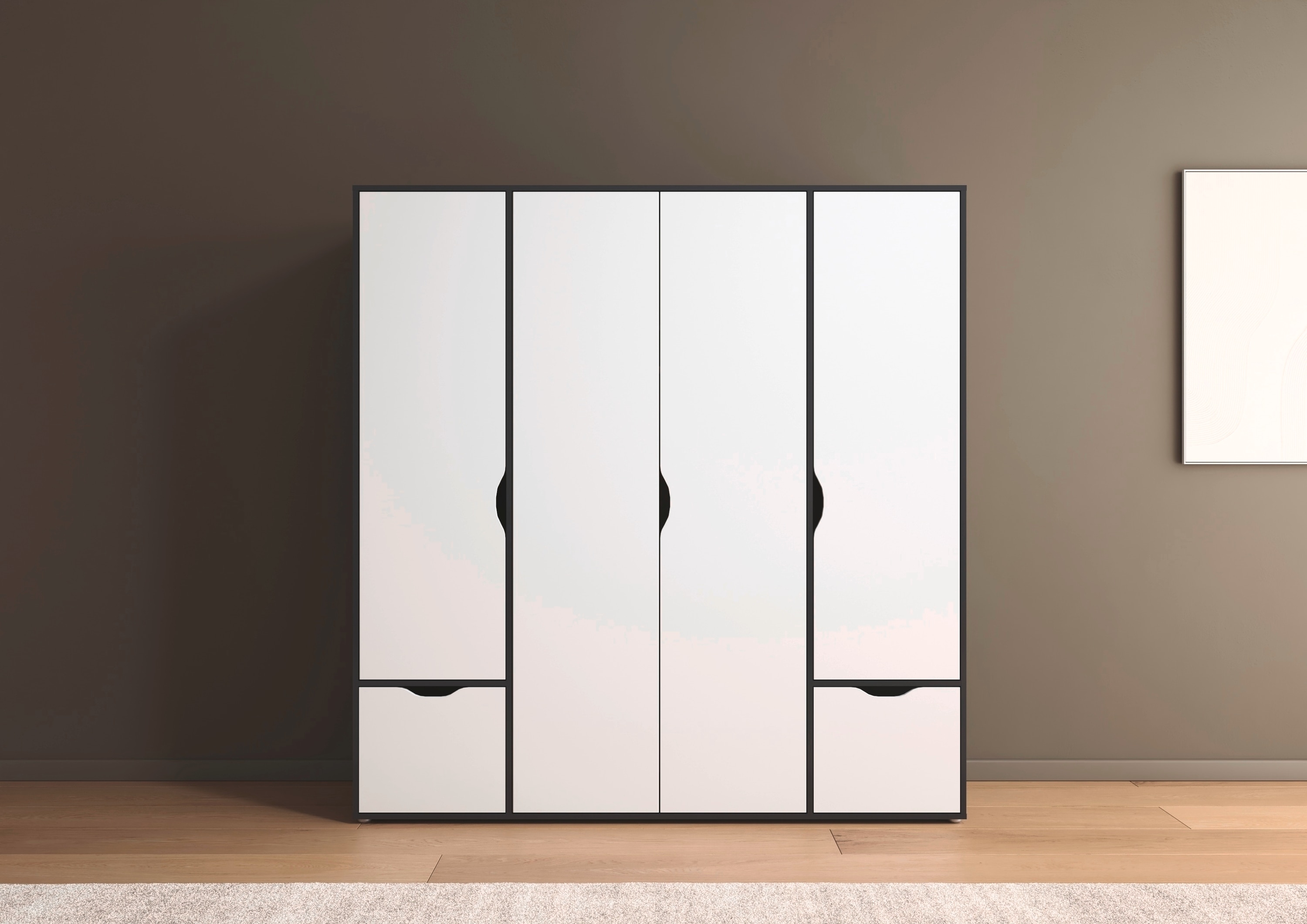 rauch "Kleiderschrank Schrank Garderobe Wäscheschrank NARAI mit Schubladen" in 3 verschiedenen Ausstattungen BASIC/CLASSIC/PREMIUM, Griffausfräsungen für eine grifflose Optik TOPSELLER MADE IN GERMANY