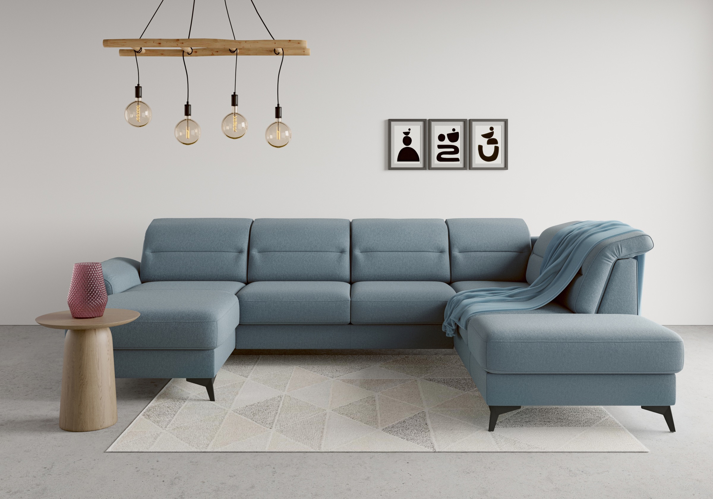 sit&more Wohnlandschaft "Sinatra U-Form" optional mit Kopfteilverstellung und Armteilfunktion, Metallfüße