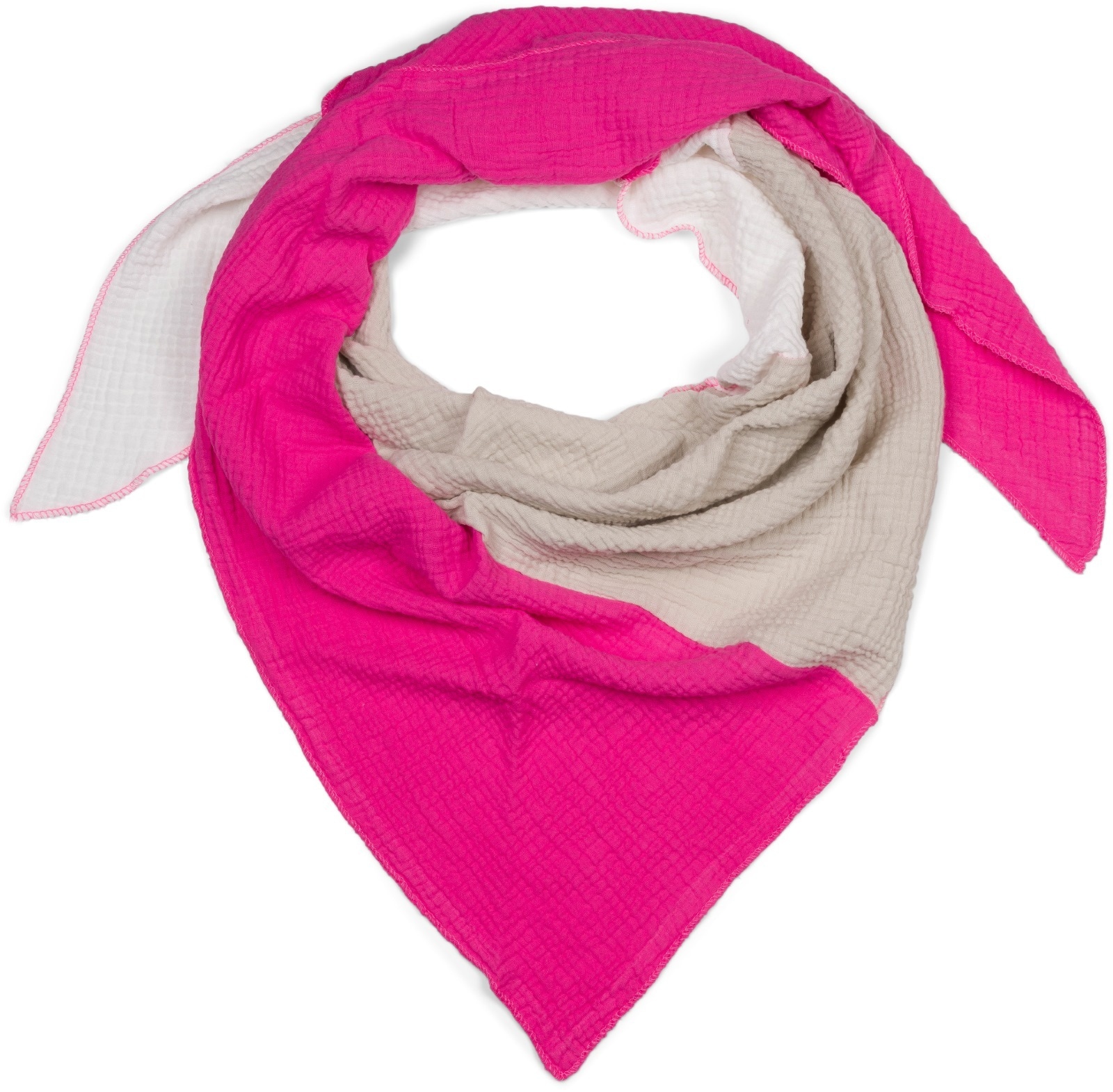 styleBREAKER Dreieckstuch "3-Farbiges Musselin Dreieckstuch" 1 Stk.
