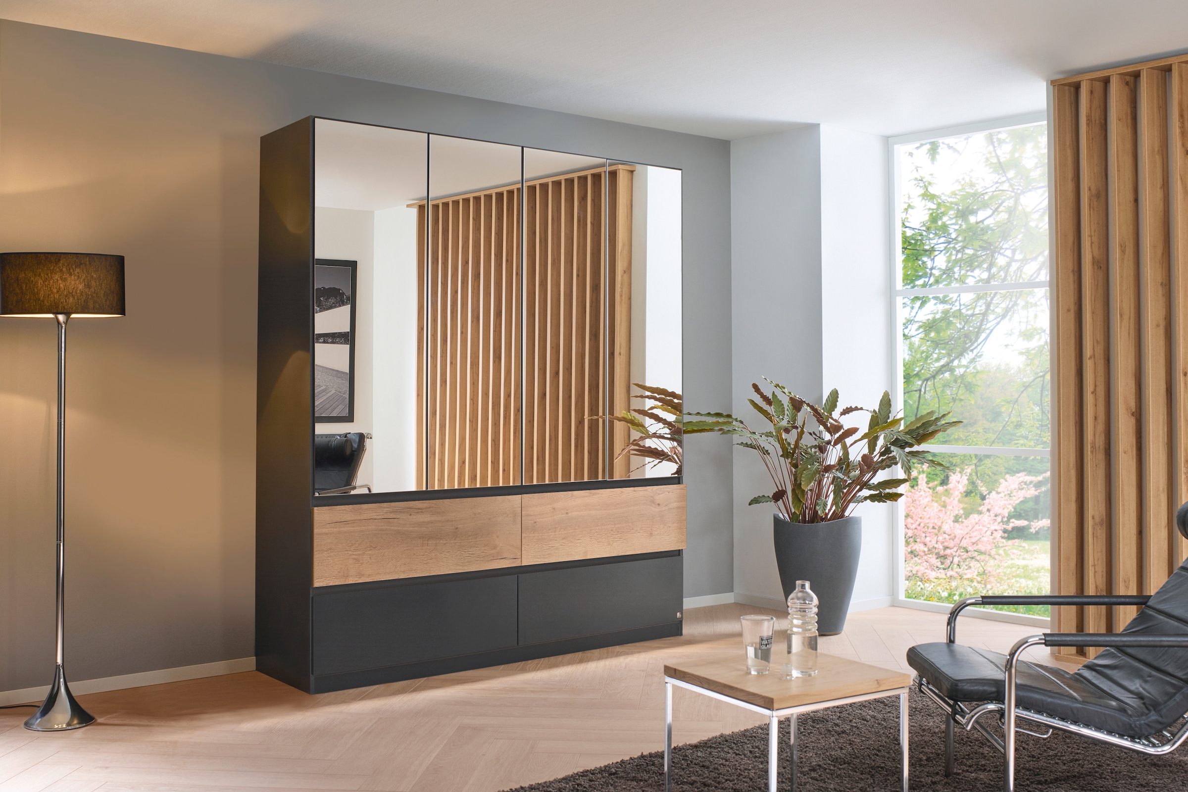 rauch Drehtürenschrank »Winnipeg« grifflose Front, Schubkästen m. Griffmulde, auch mit Beleuchtung