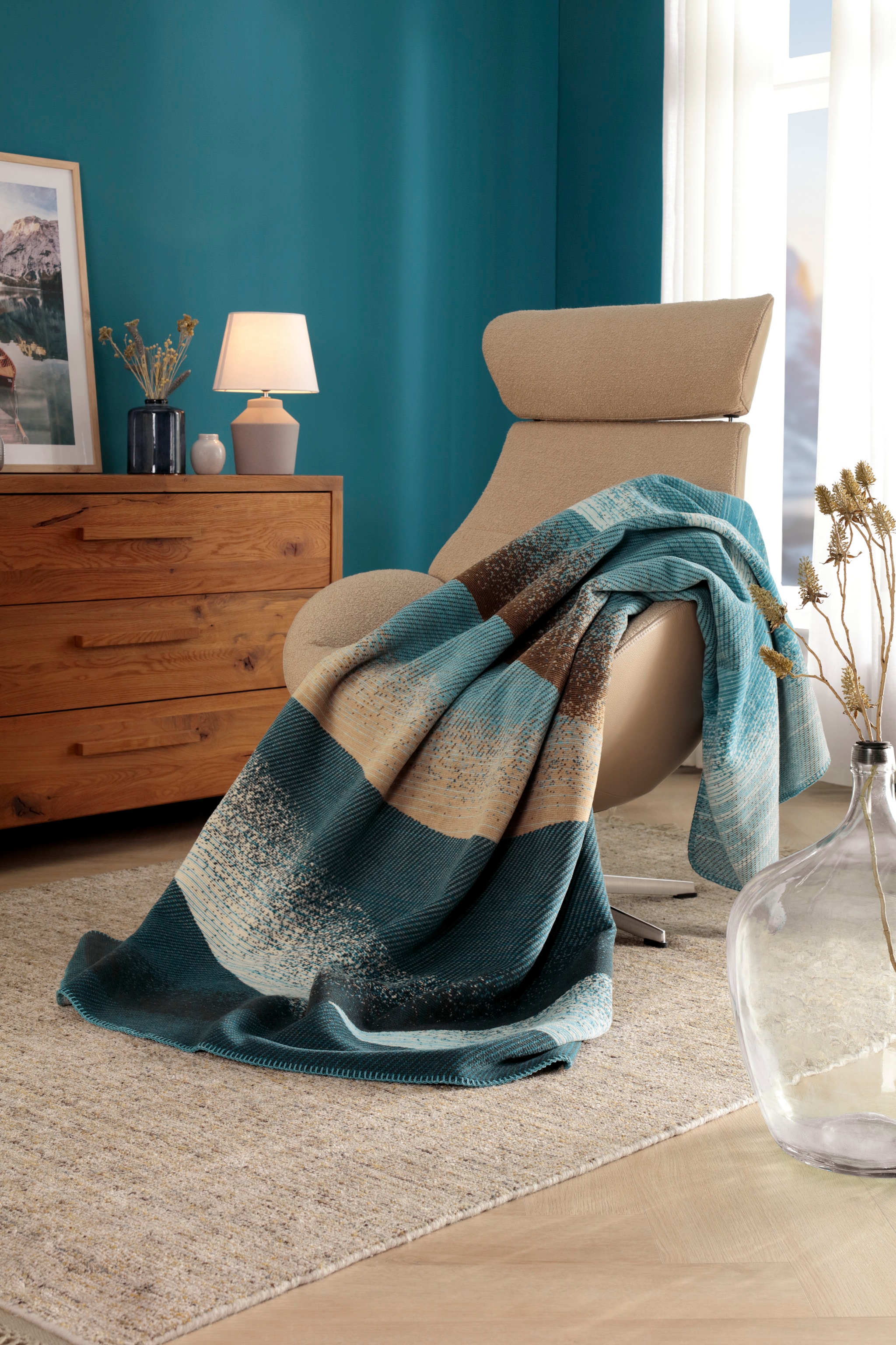Biederlack Wohndecke »Ocean Wave«, mit geketteltem Zierstich