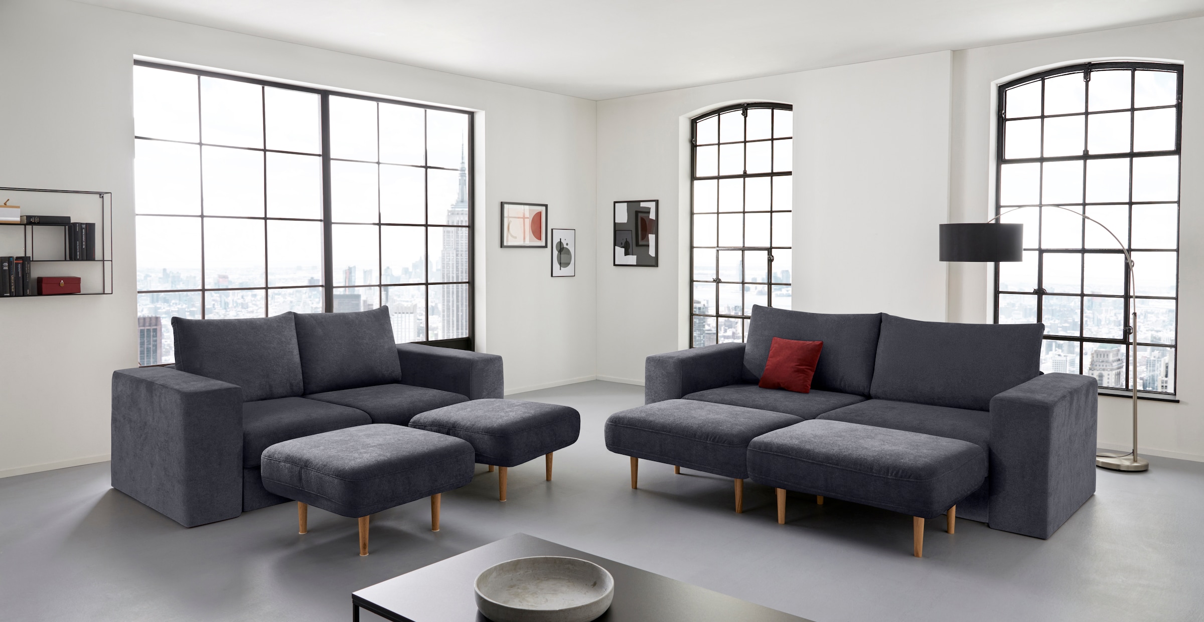 LOOKS by Wolfgang Joop 3,5-Sitzer »Looksv«, Verwandlungssofa: aus Sofa wird Sofa mit 2 Hockern