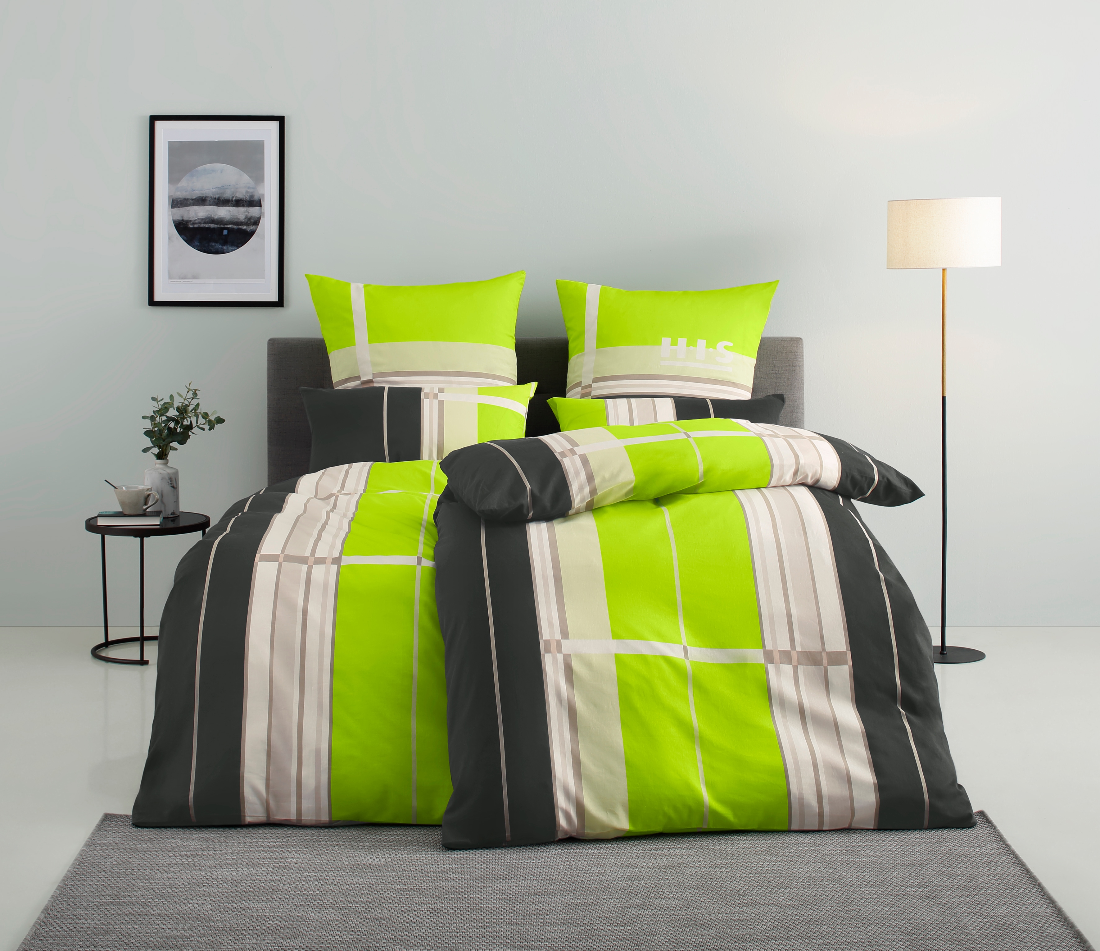 OTTO home Bettwäsche "Golfi in Gr. 135x200 oder 155x220 cm" 2 Stk. sportliche Streifen Bettwäsche aus Baumwolle, Marke H.I.S by OTTO home