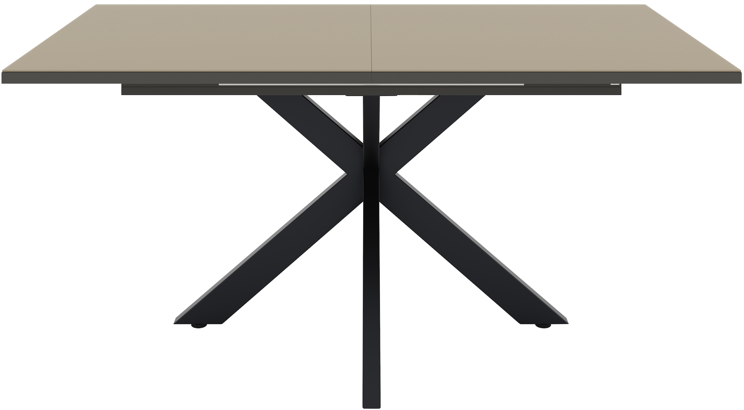 Esstisch "Reno", schwarz feinstruktur, glas taupe glanz, schwarz feinstruktur, glas taupe glanz, B:160cm H:77cm T:90cm, SET ONE BY MUSTERRING, Tische, Esstisch, Mit Vierkantfuß, wählbaren Gestellen und Plattenfarben