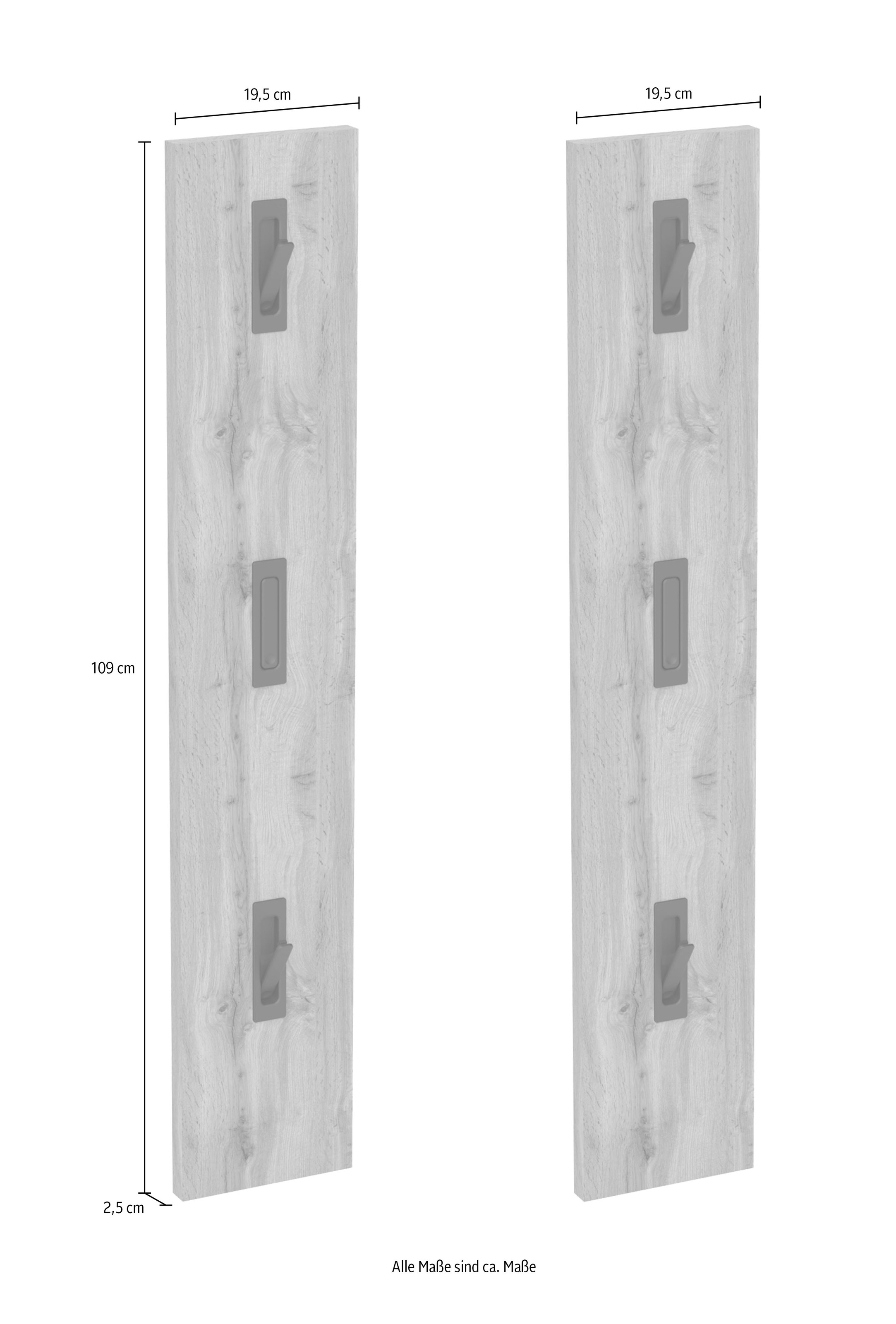 Schildmeyer Garderobenpaneel »Saga, 2er Set, mit 6 ausklappbaren Kleiderhaken, Made in Germany« 2 Stk. tlg. Fühlbare Holzstruktur, Made in Germany