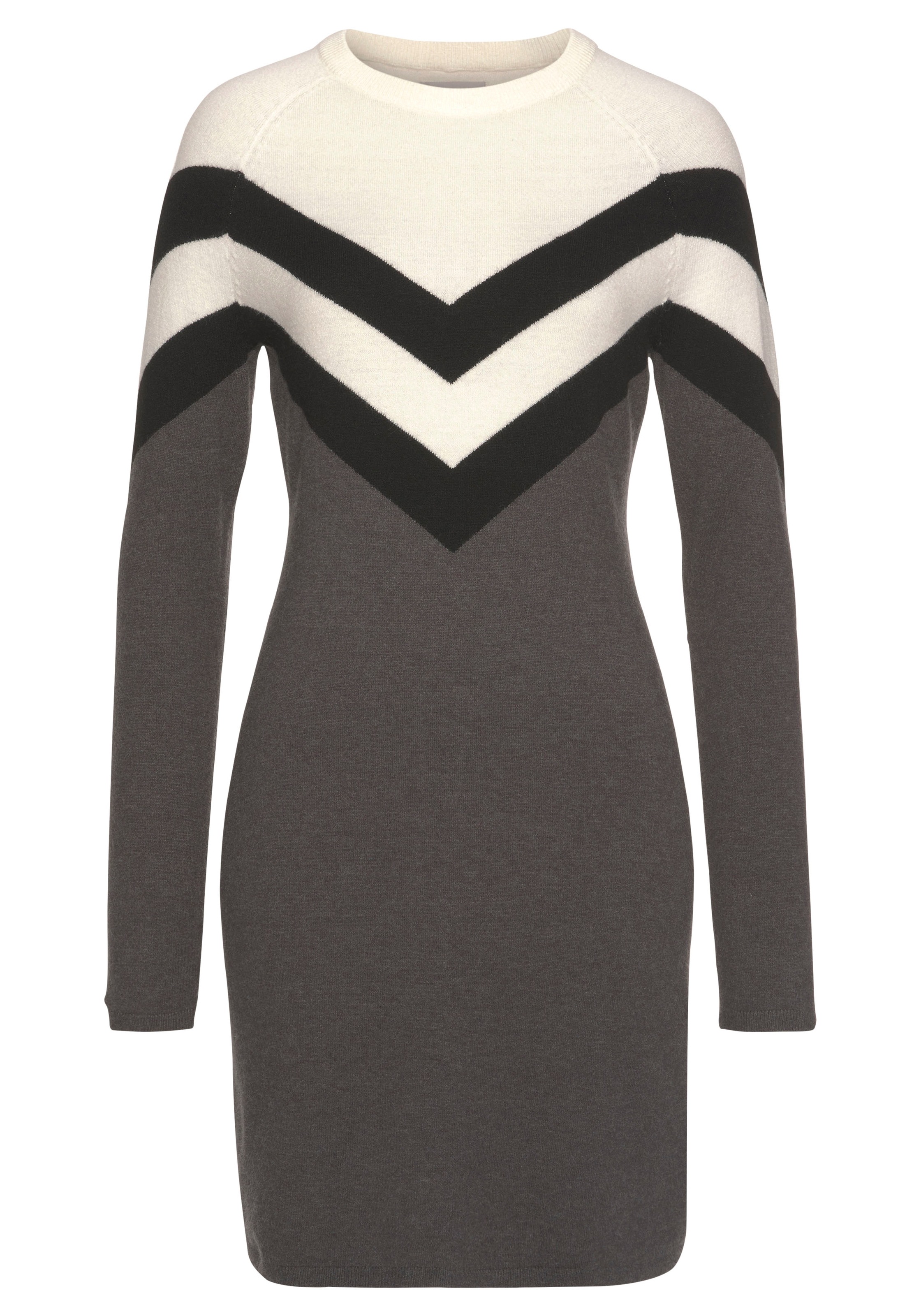 Tamaris Strickkleid, legerer Look, aus Viskosemischung, lange Raglanärmel
