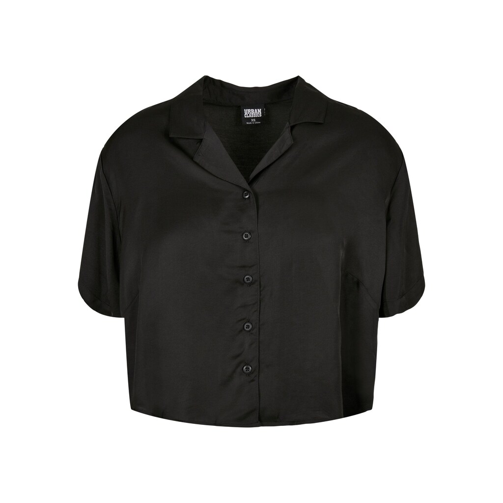 URBAN CLASSICS Langarmhemd »Urban Classics Damen Ladies Viscose Satin Resort Shirt«, (1 tlg.)