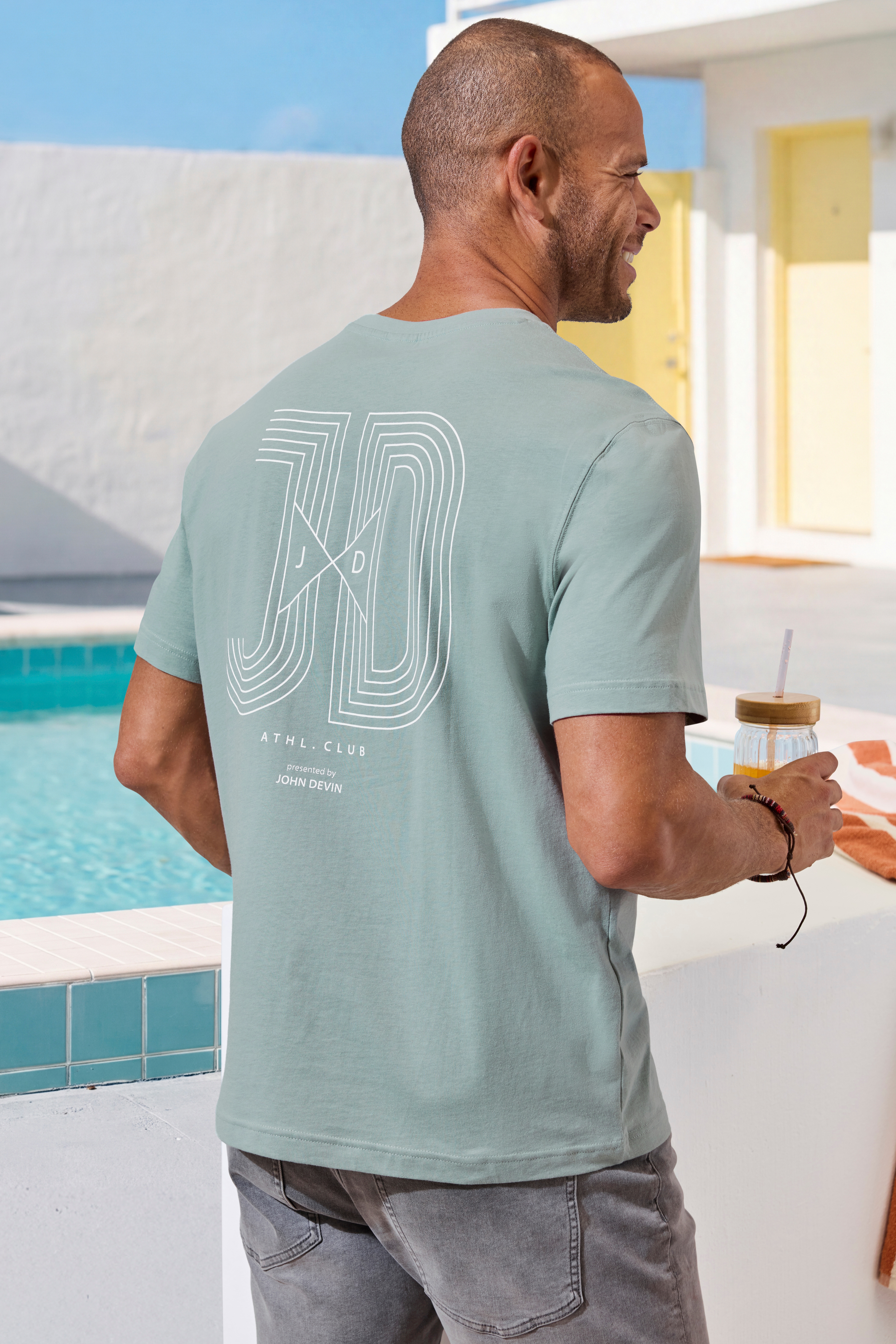 John Devin ", Printshirt aus Baumwolle" Kurzarm, bedruckt, Rundhals, aus Baumwolle