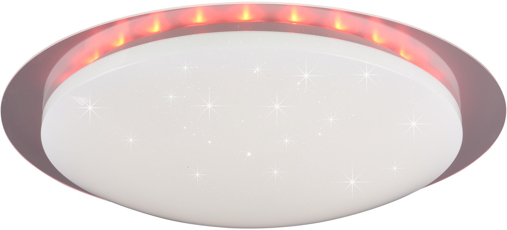 TRIO Leuchten LED Deckenleuchte Joleen, LED-Board, 1 St., Farbwechsler, Deckenlampe Ø 48 cm mit RGB Backlight, Hauptlicht mit Starlight-Effekt und Farbtemperaturstuerung von 2700 – 5500K, inkl. Fernbedienung & Dimmfunktion