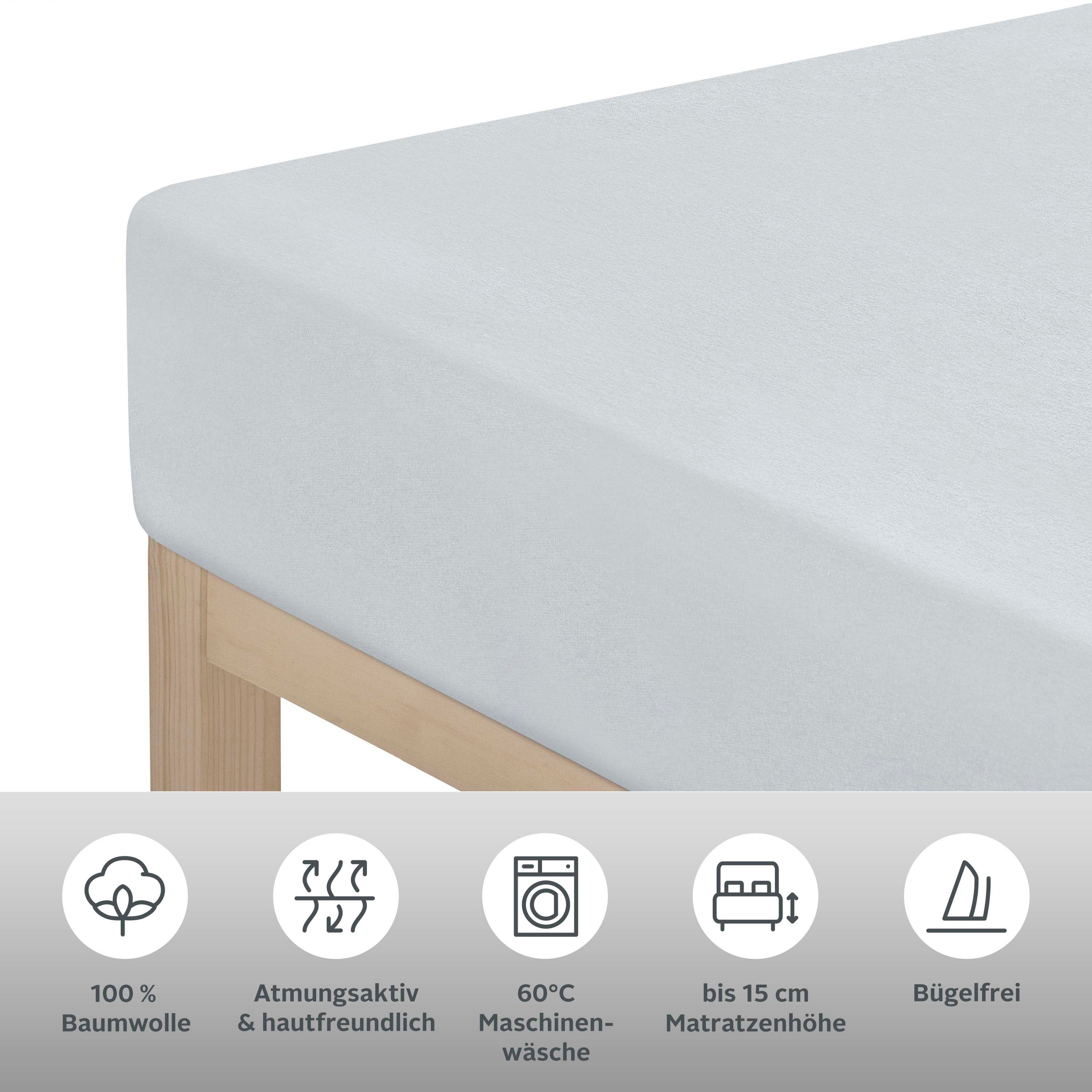Thumbnail - OTTO home Spannbettlaken "Valje in Gr. 90x200, 140x200 oder 180x200 cm" Baumwolle, für Matratzen bis 25 cm Höhe, Bettlak...