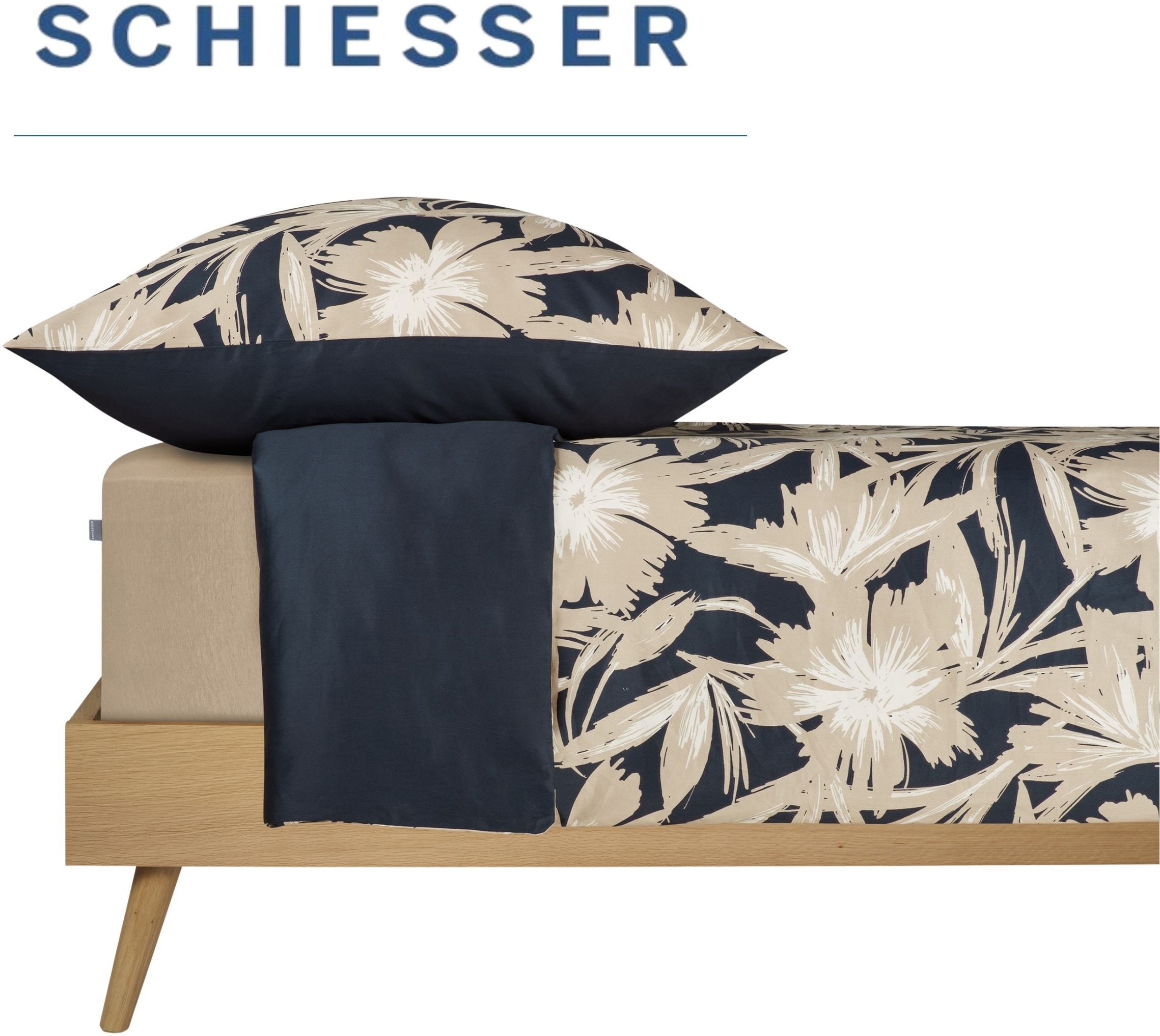 Schiesser Wendebettwäsche »Artistic aus weichem Baumwoll-Satin mit floralem Muster« 2 Stk. OEKO-TEX® MADE IN GREEN