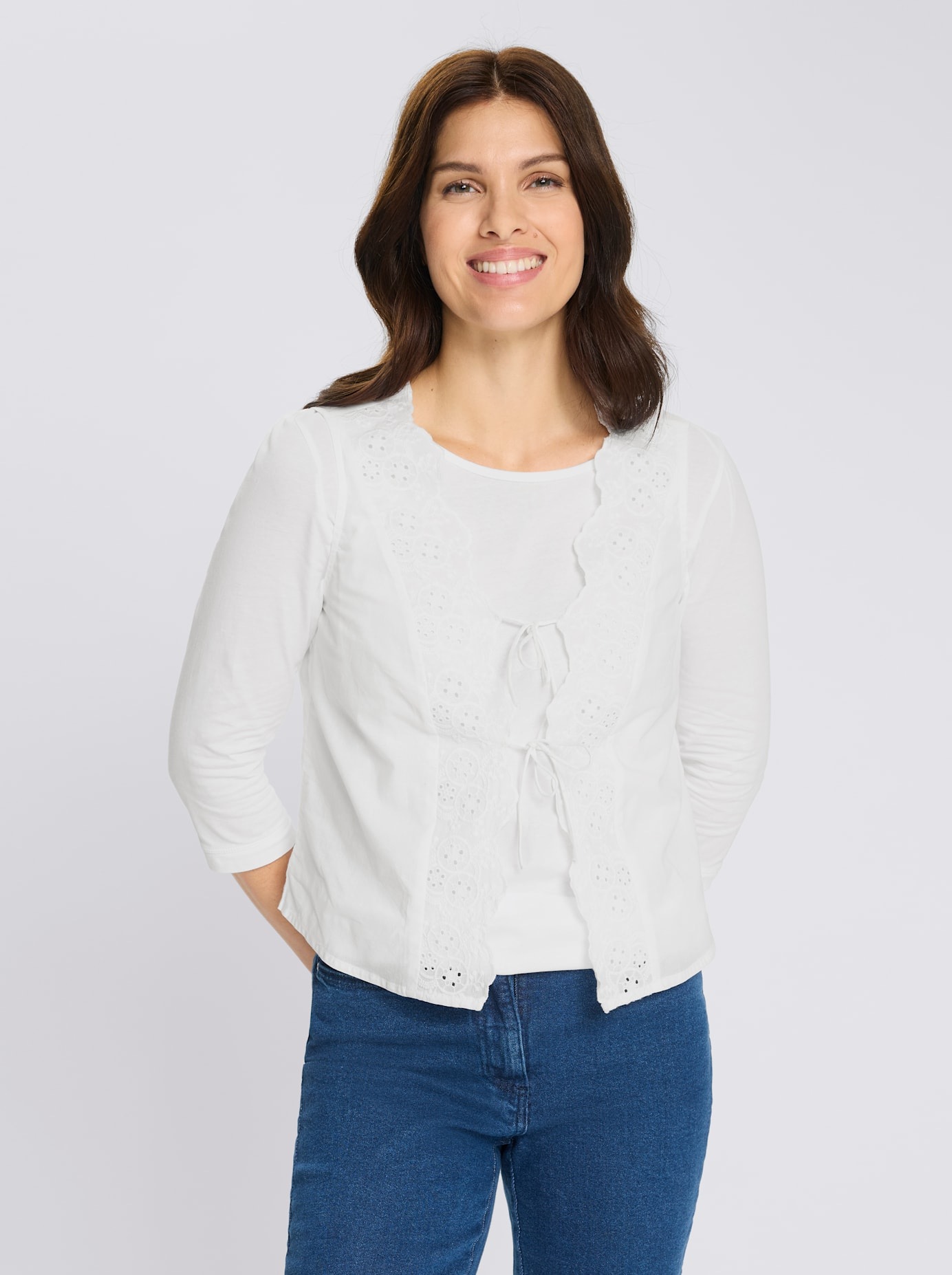 CLASSIC BASICS Damen Kurzwesteecru, Gr. 42, unifarben, 100% Baumwolle, Westen