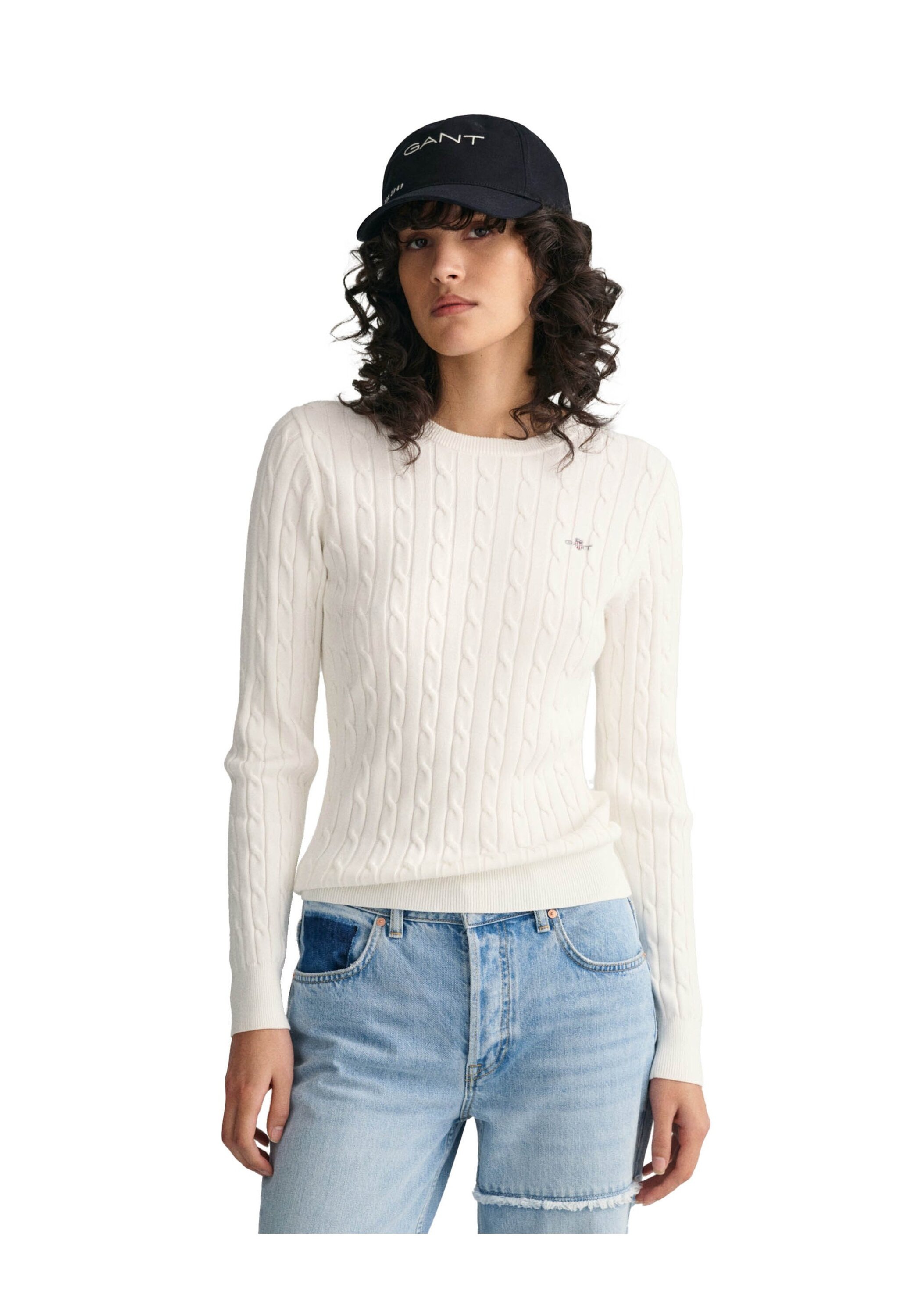 Gant Sweater "Strickpullover STRETCH COTTON CABLE C-NECK" günstig online kaufen