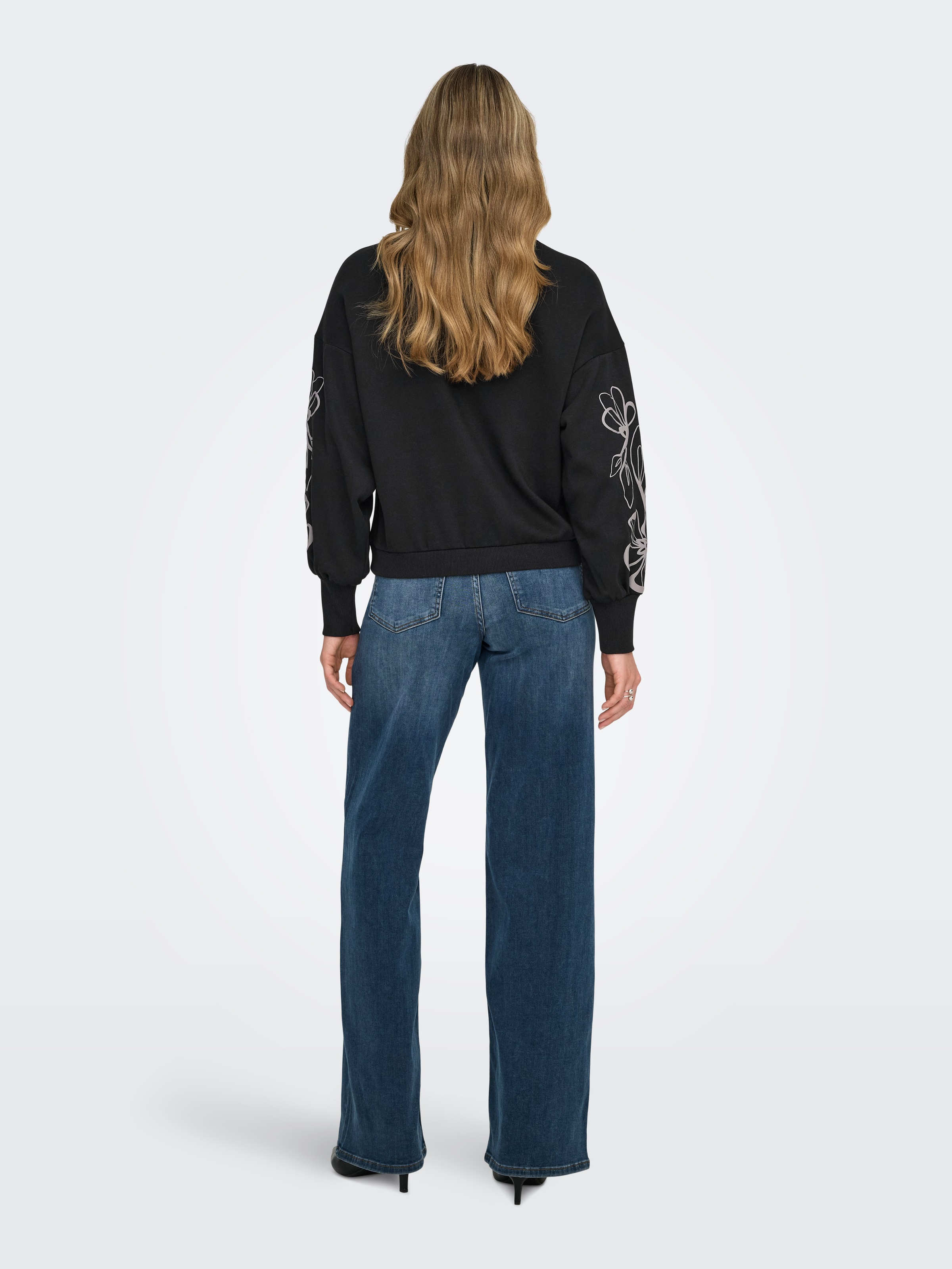 ONLY Sweatshirt »ONLBROOKE L/S O-NECK FLOWER SWT«, Baumwollmischung, regular fit
