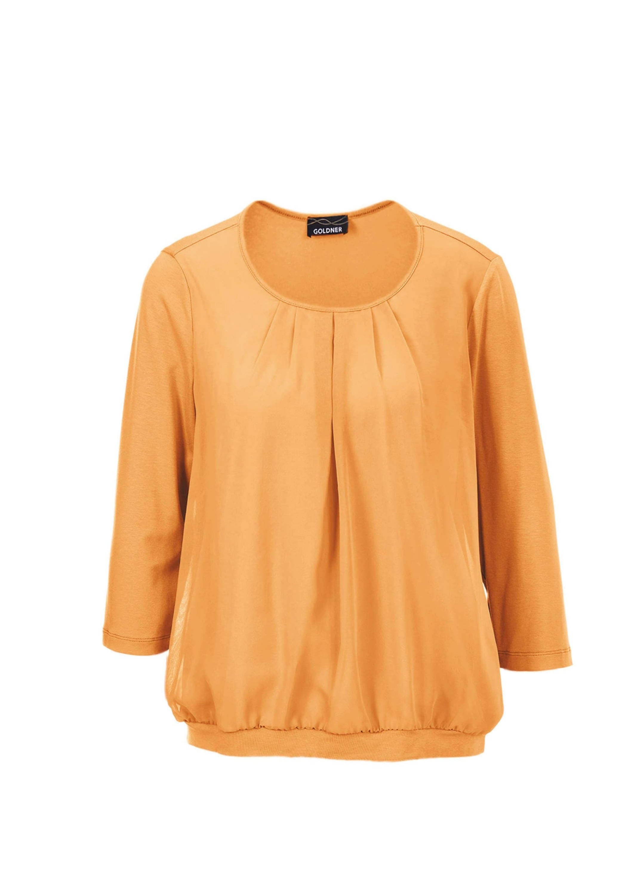 GOLDNER Kurzarmbluse "Kurzgröße Chiffon-Shirt mit 3/4-Arm, Rundhals" keine/nicht relevant