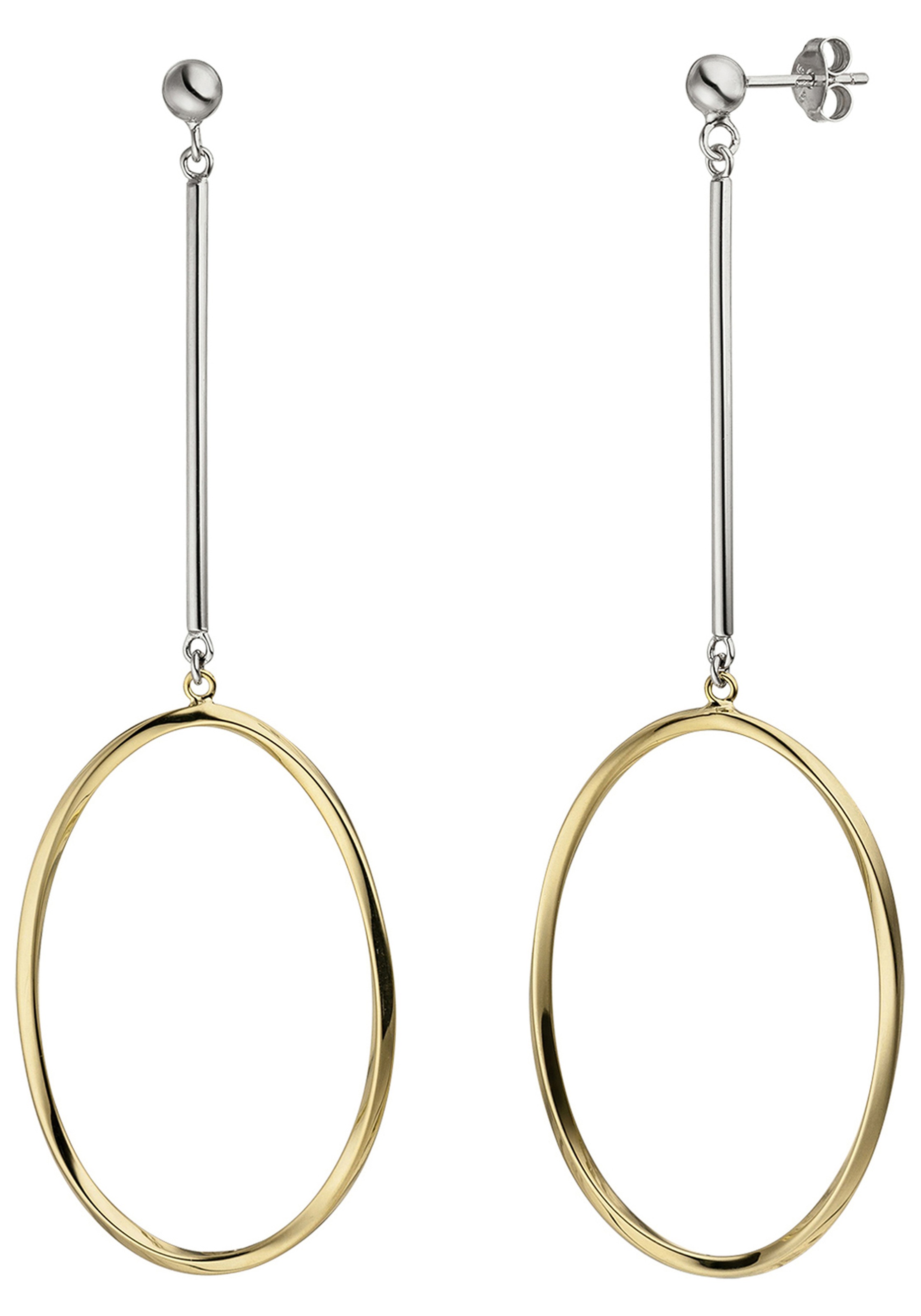 JOBO Paar Ohrhänger 925 Silber bicolor vergoldet