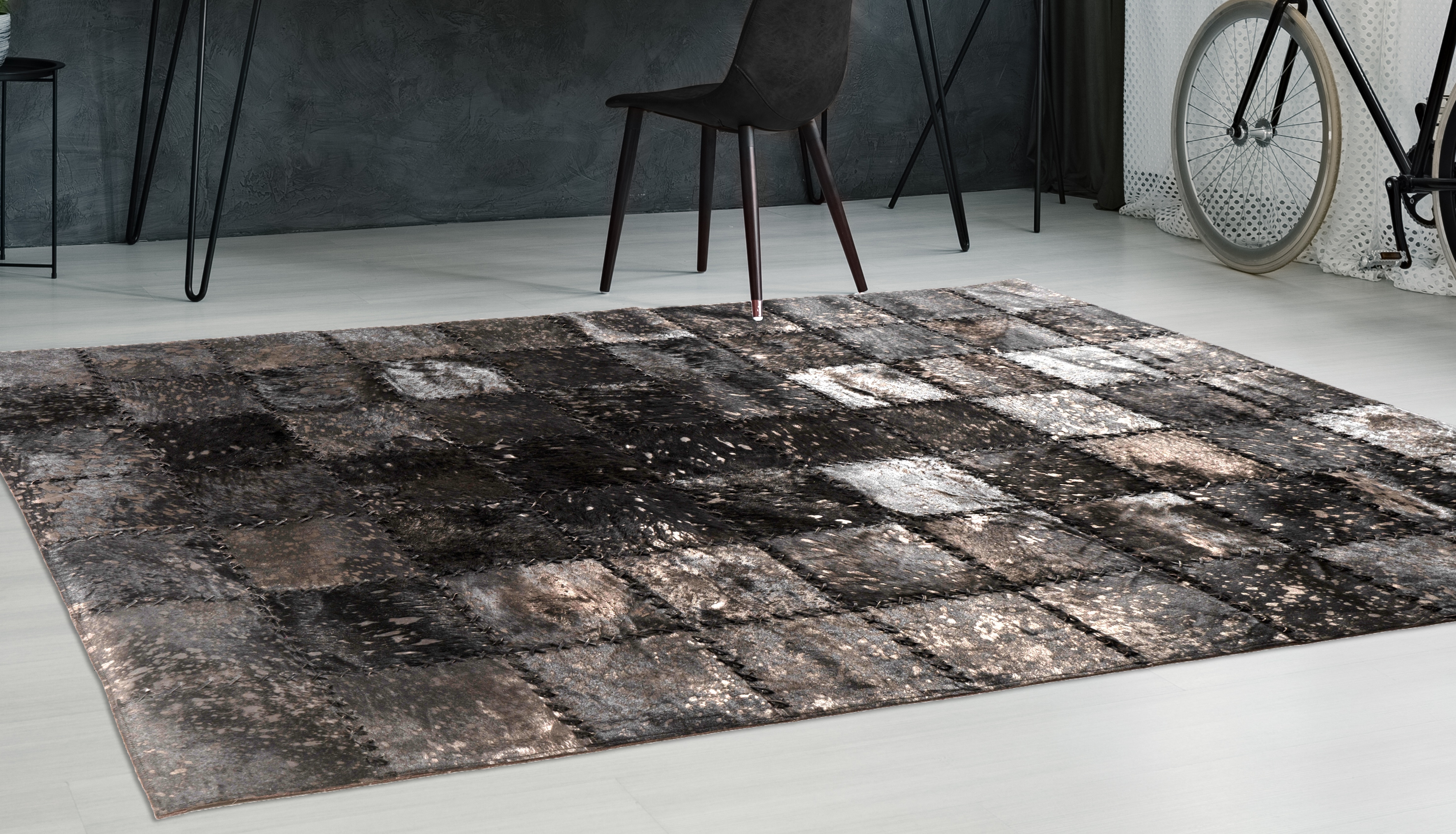 Arte Espina Teppich "Voila 100" rechteckig 5 mm Höhe handgenähter Flachflor-Teppich im Patchwork-Design.