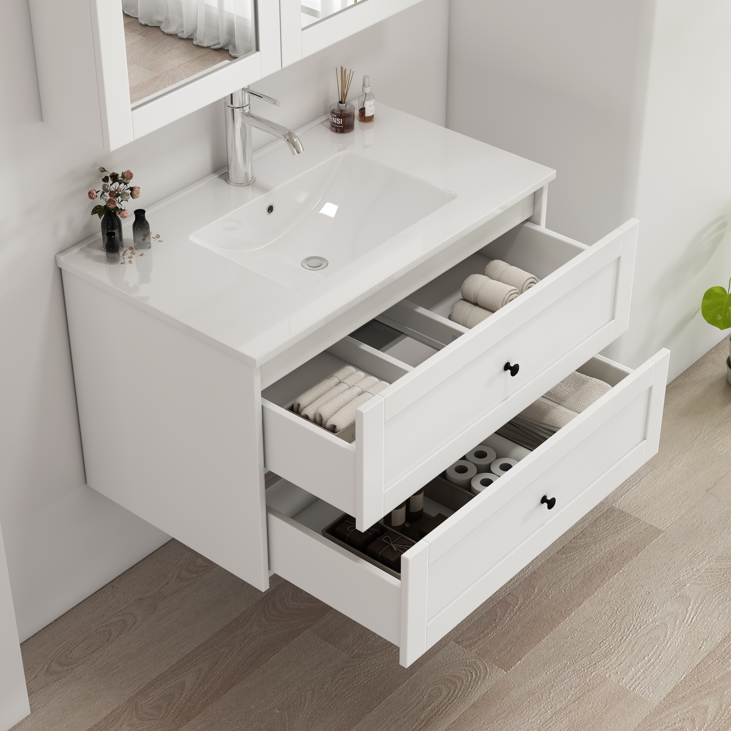 welltime Waschtisch »Rotterdam« Badmöbel inkl. Keramikwaschbecken, in verschiedenen Breiten erhältlich