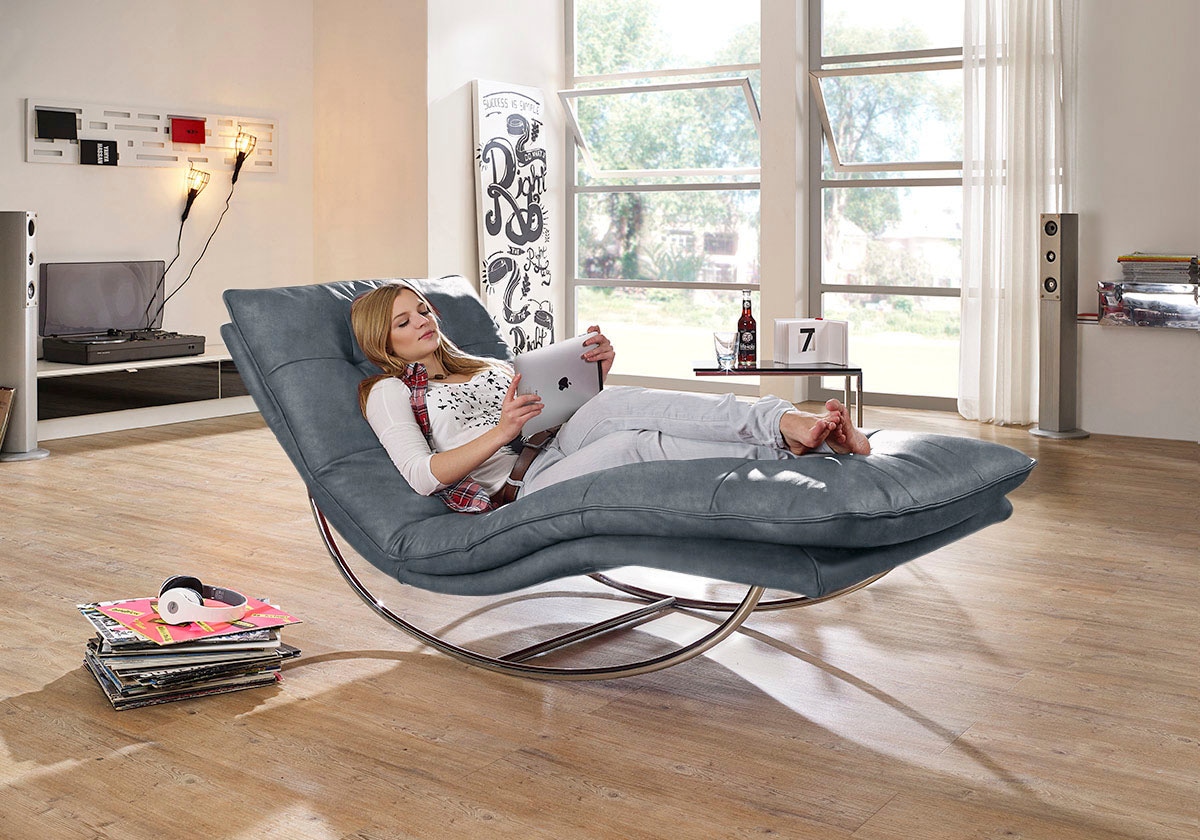 W.SCHILLIG Relaxliege »daily dreams«, in Waffelkissen-Optik, Schaukelgestell Chrom glänzend, in 2 Breiten