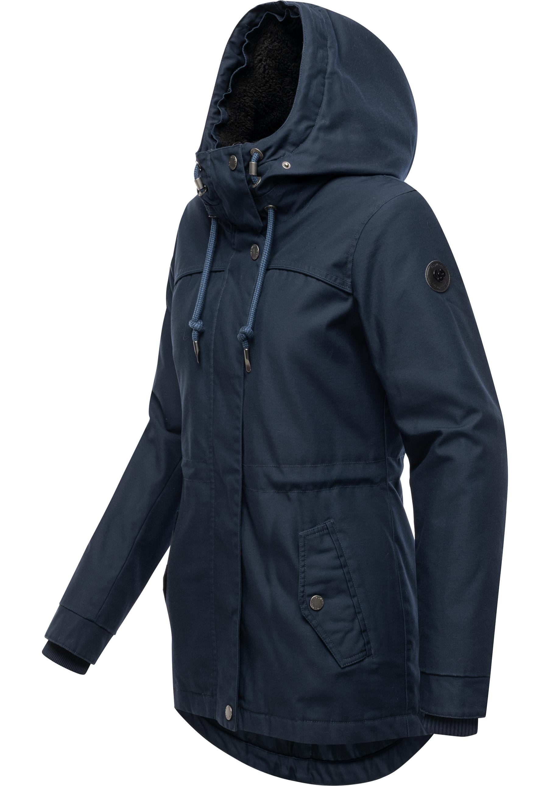 Ragwear Winterjacke »Tawny Short YOUMODO«, mit Kapuze, Warme Jacke mit großer Kapuze und Kunstfellkragen