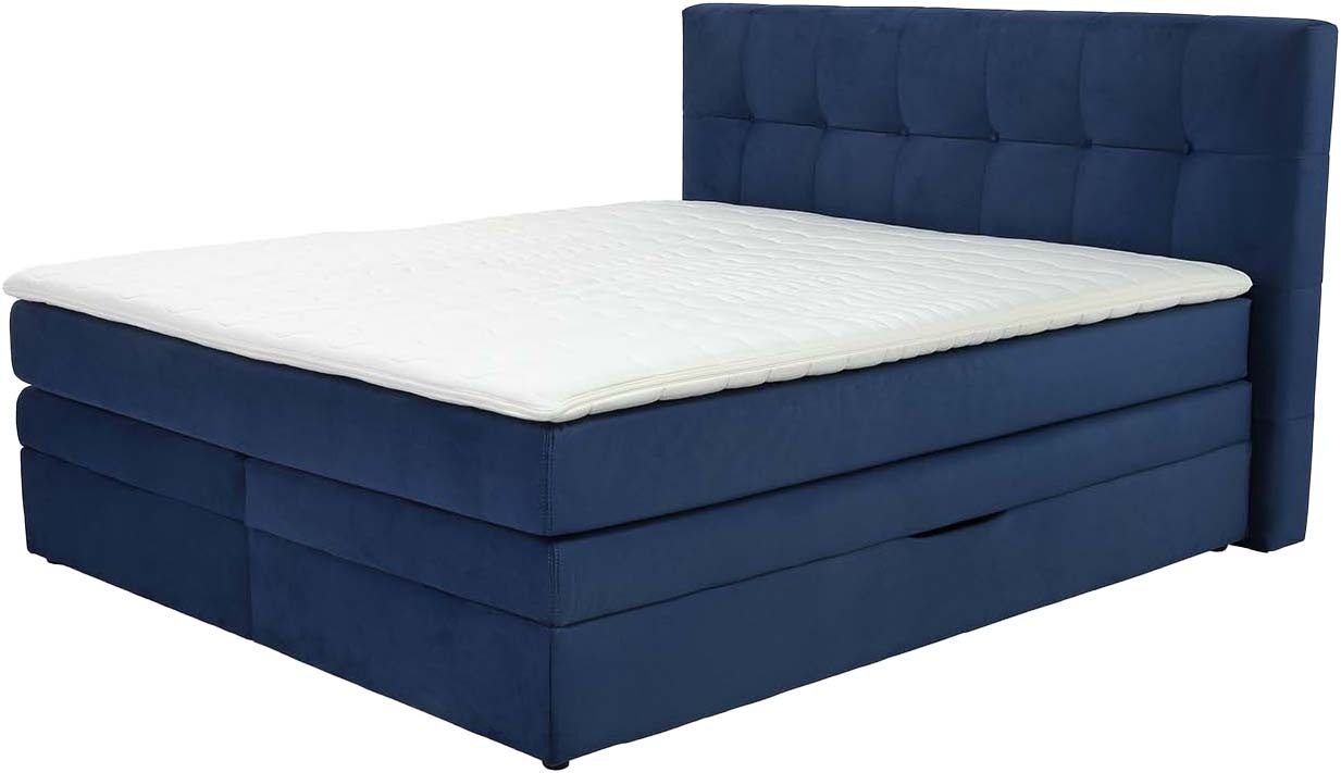Jockenhöfer Gruppe Boxspringbett "AMY mit Bettkasten, inkl. Taschenfederkernmatratze Härtegrad H3-H4" mit 6 cm Kaltschaum-Topper, Samt-Bezug, 180x200 und 200x200 cm