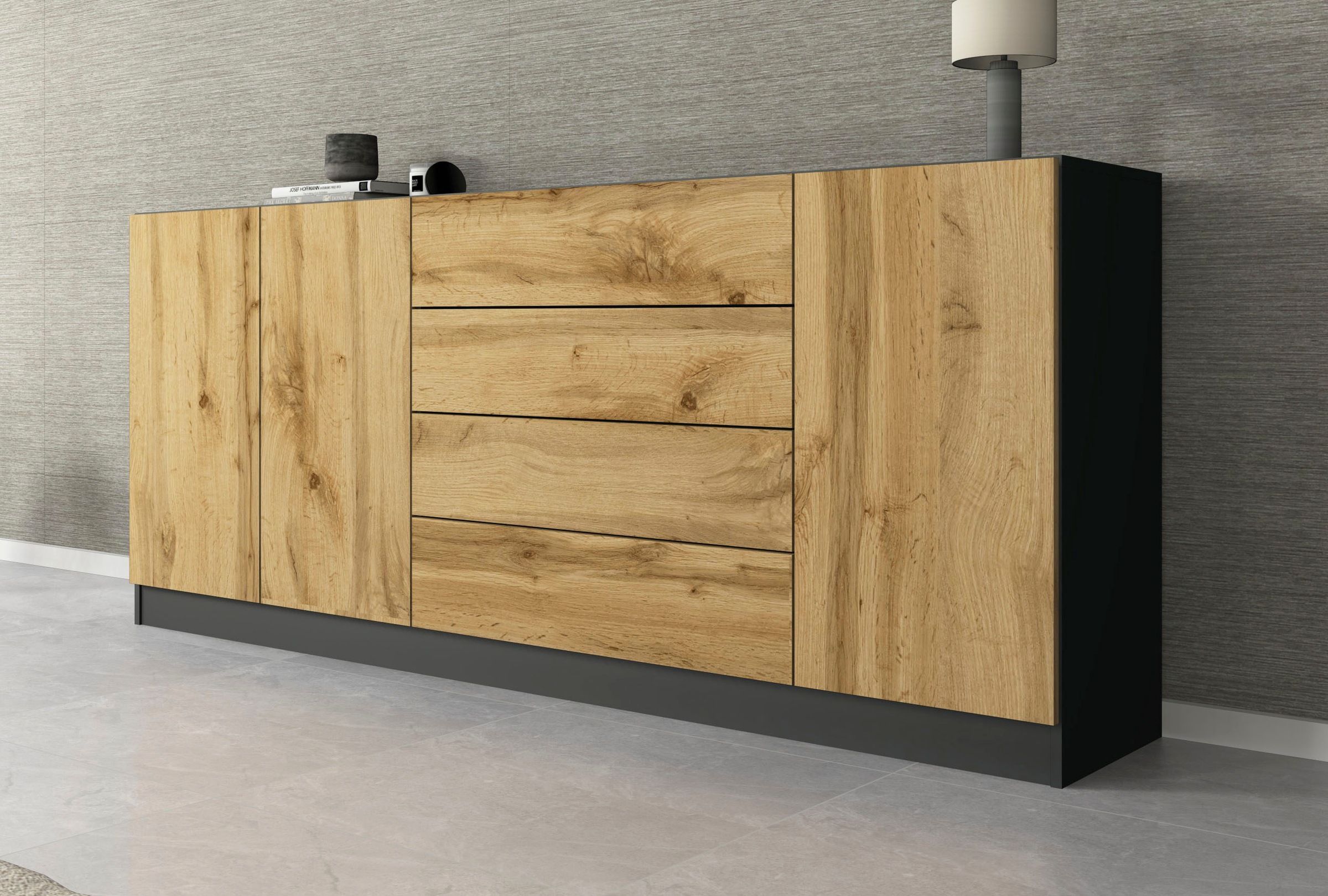 Thumbnail - borchardt Möbel Sideboard "Vaasa, Kommode mit 3 Türen und 4 Schubkästen auf Kugelführungen" Breite 190 cm