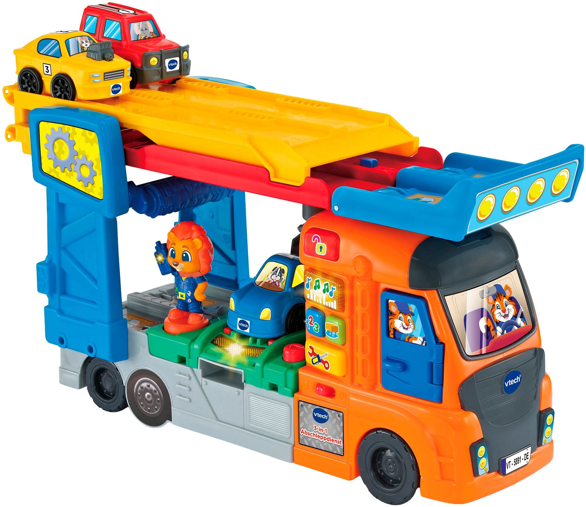 VTECH Kinder Spielzeug-Abschlepper "Tut Tut Baby Flitzer, 3-in-1 Abschleppdienst", bunt, Kunststoff, Spielzeugfahrzeuge