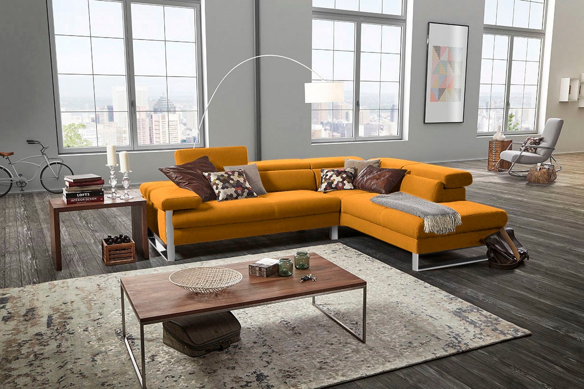 W.SCHILLIG Ecksofa "finn, toller Sitzkomfort, L-Form, hochwertige Verarbeitungsdetails" German Design Award 2016, Fußgestell Chrom glänzend, Breite 281 cm