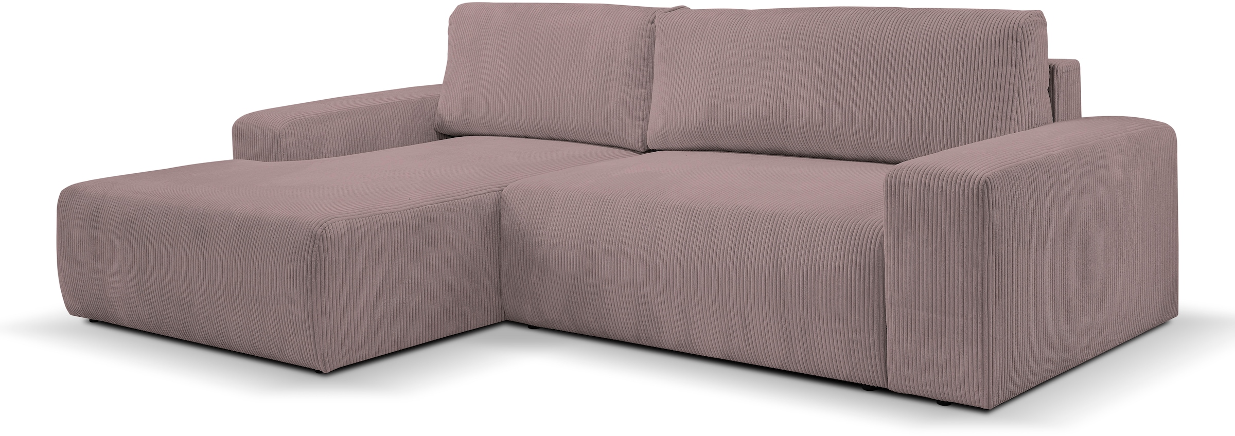 WERK2 Ecksofa »Hugo-L L-Form«, Design Ecksofa in Cord mit Schlaffunktion & Bettkasten