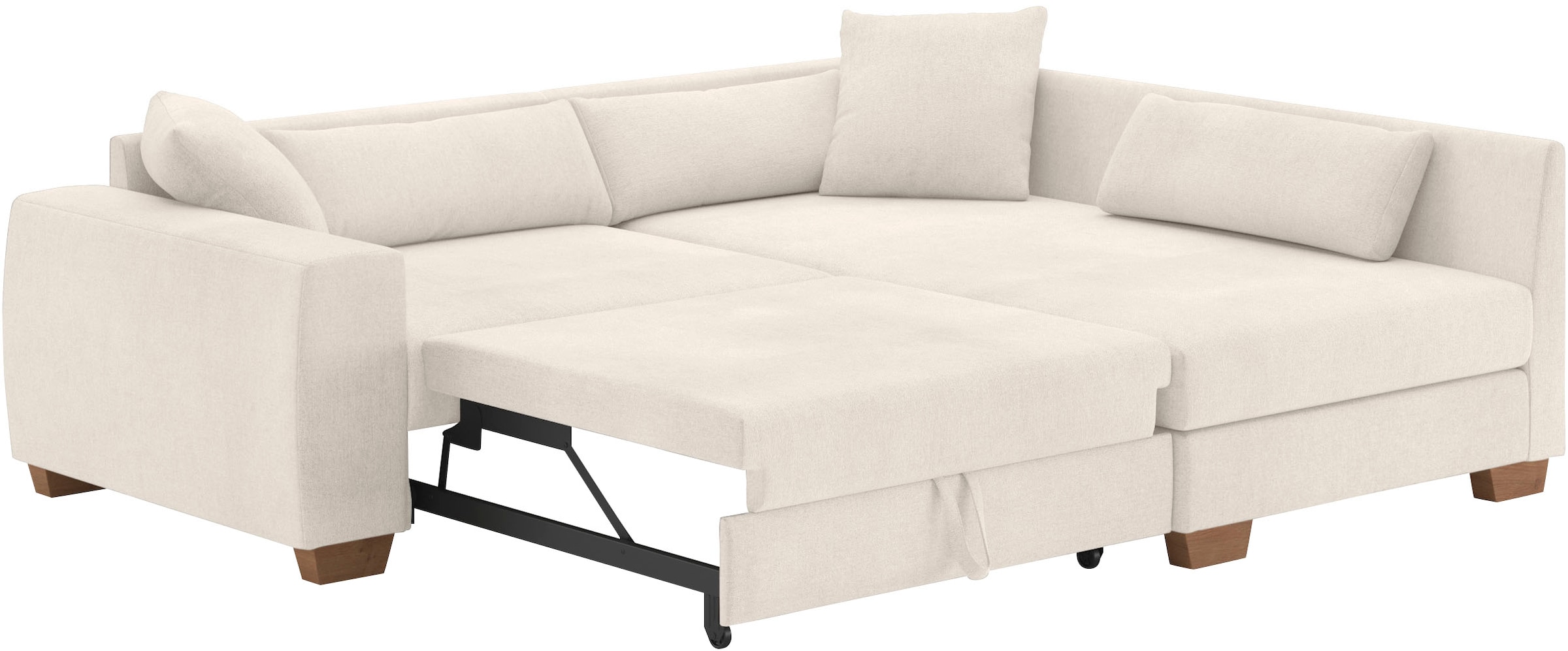 Mr. Couch Ecksofa »Helena L-Form, bis 140 kg belastbar«, mit Taschenfederkern, wahlweise mit Bettfunktion