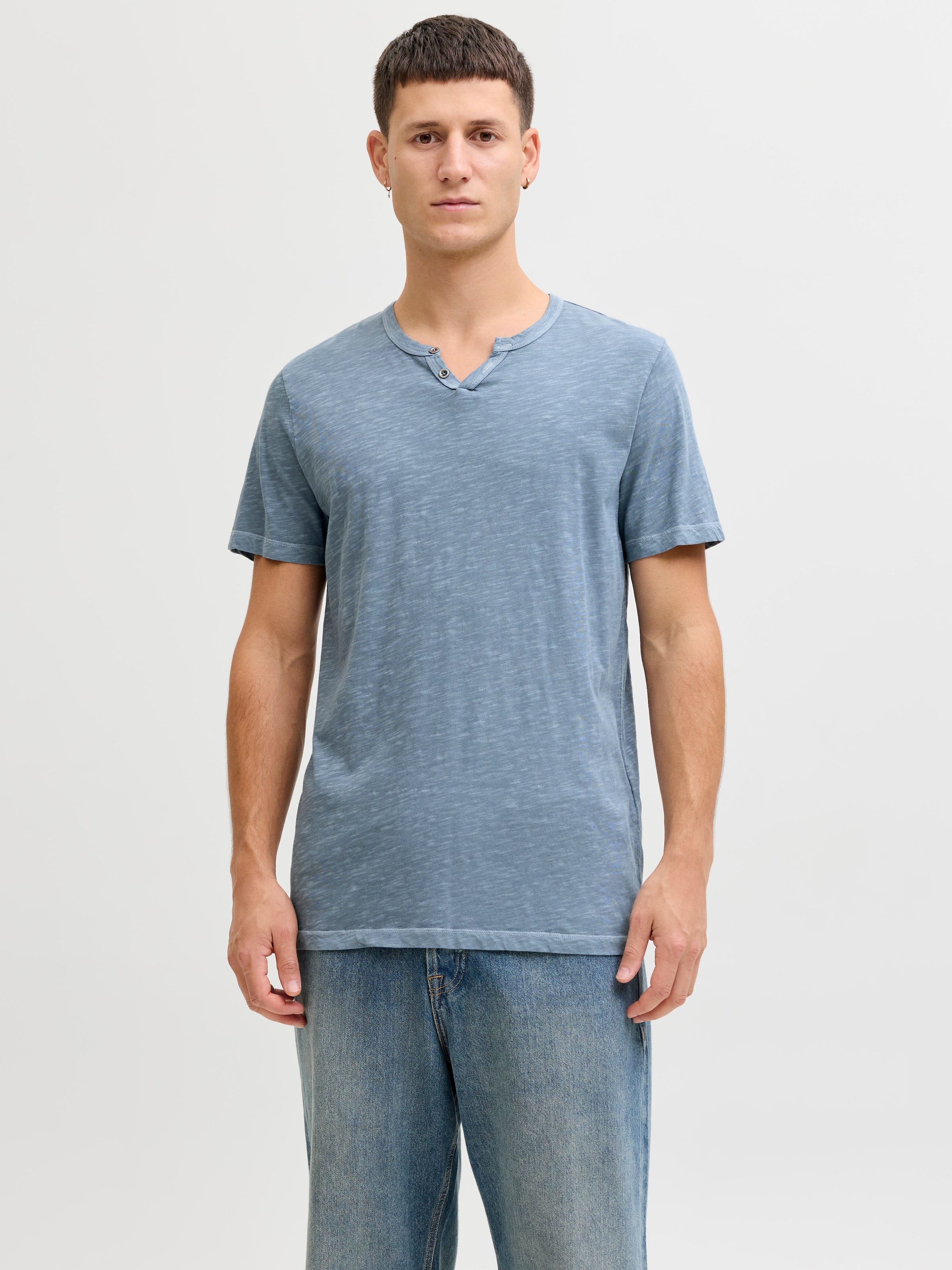 Jack & Jones T-Shirt "SPLIT NECK TEE" mit V-Ausschnitt