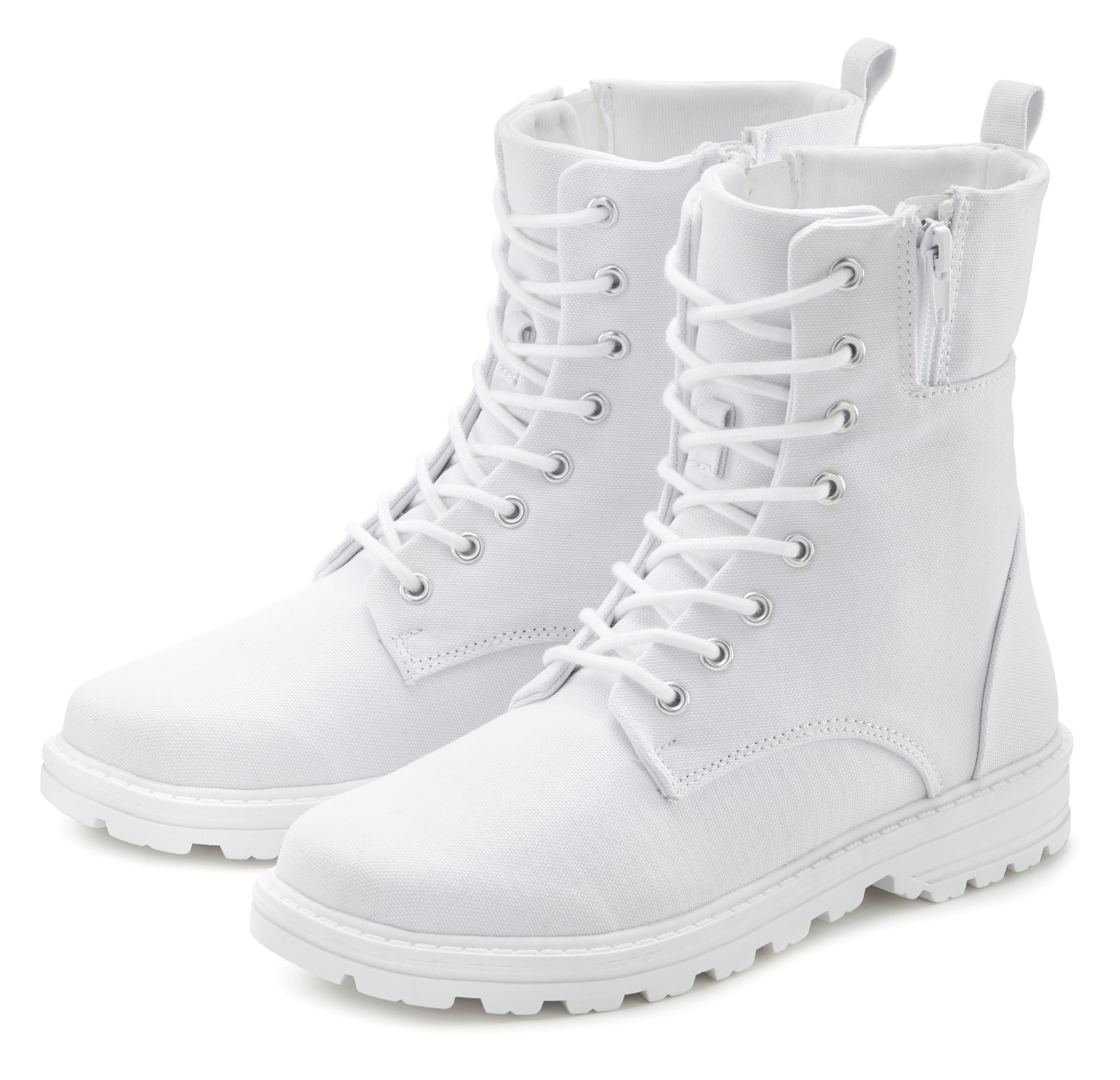 LASCANA Stiefelette zum Schnüren in modischer Combat Optik mit Reißverschluss VEGAN