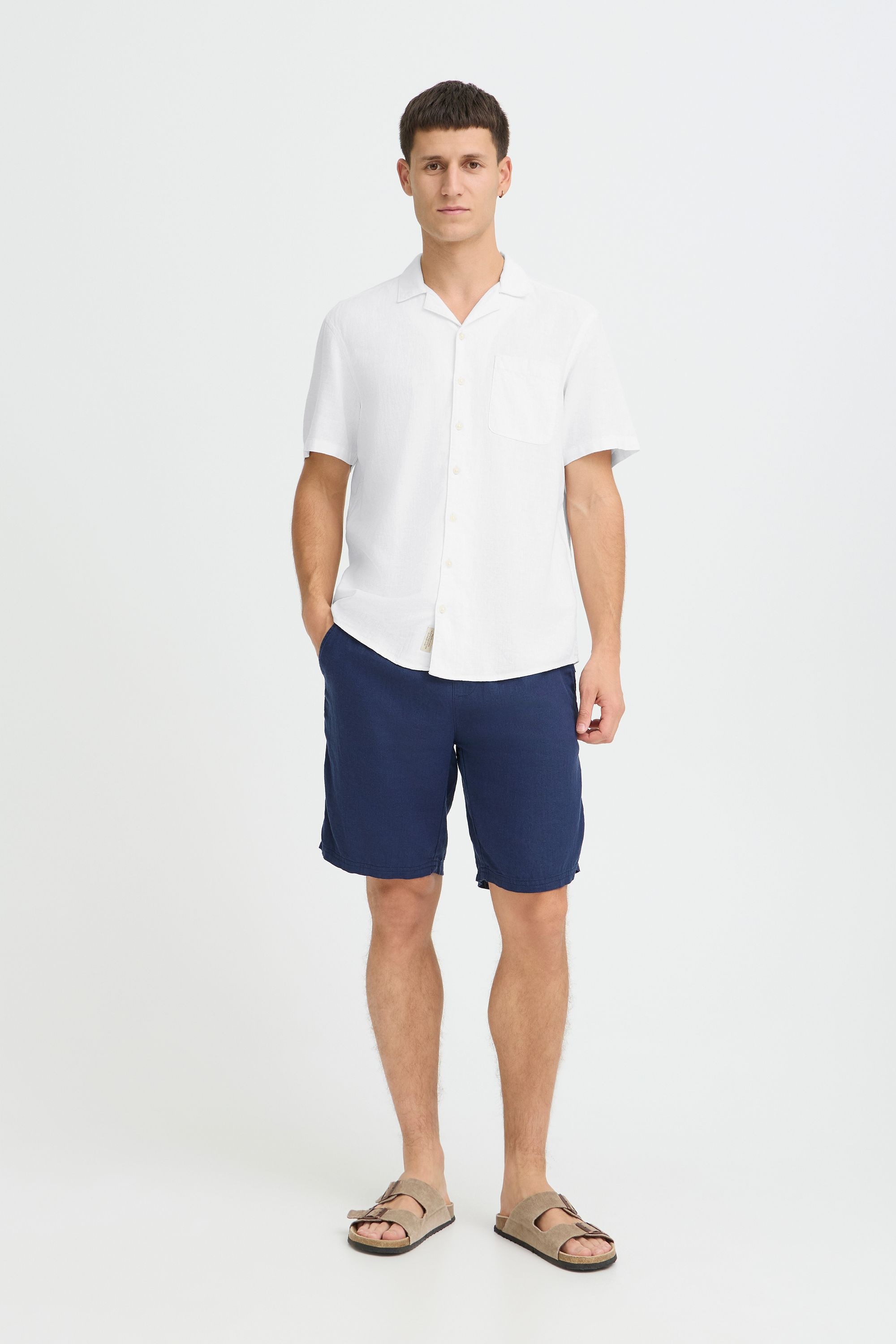 BLEND BHLinas Men's Linen Shirt Snow White XXL 4