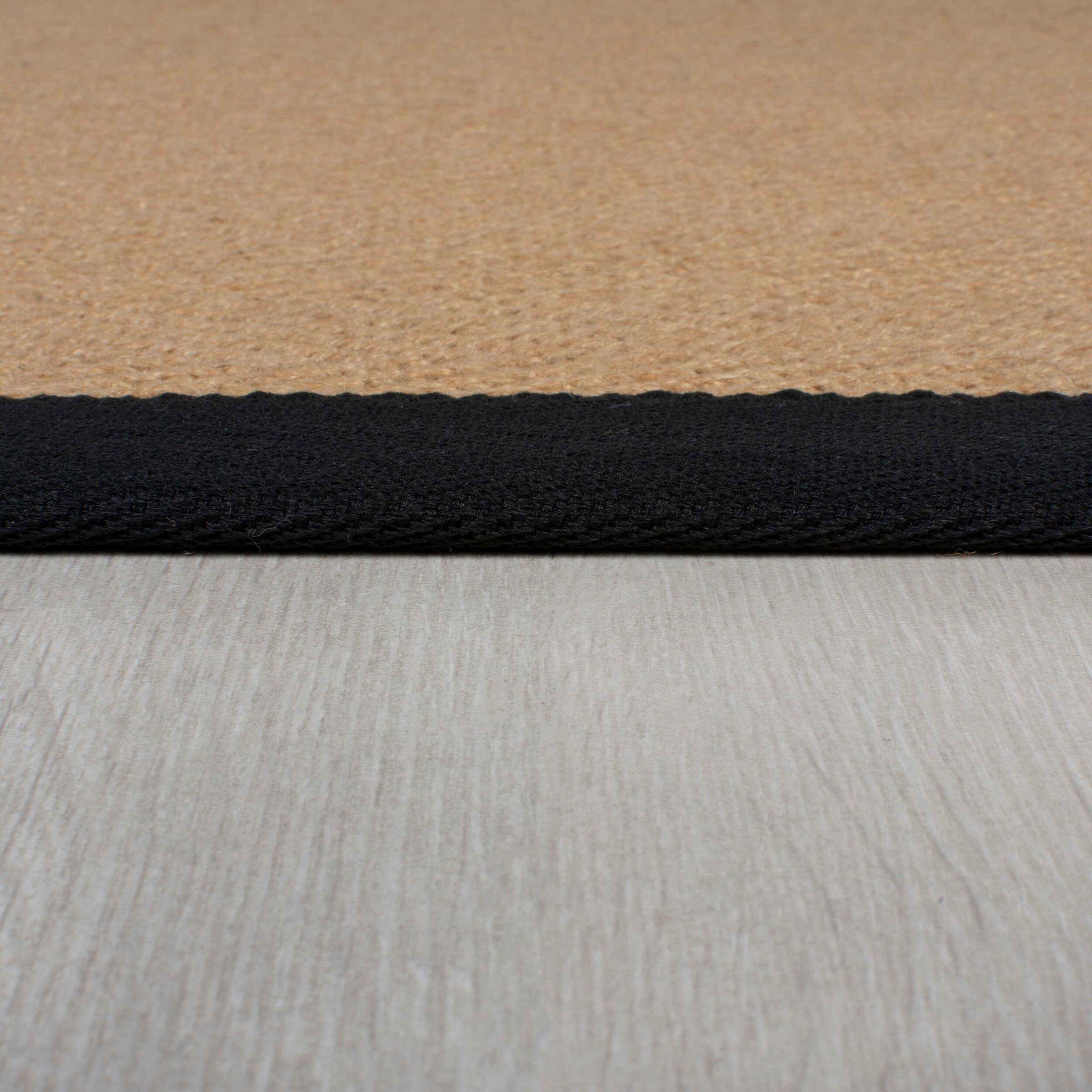 Teppich FLAIR RUGS "Kira mit Fischgrätmuster, aus Jute", schwarz, B:200cm H:3mm L:290cm, Jute, Kunstfaser, Teppiche, Teppich 3